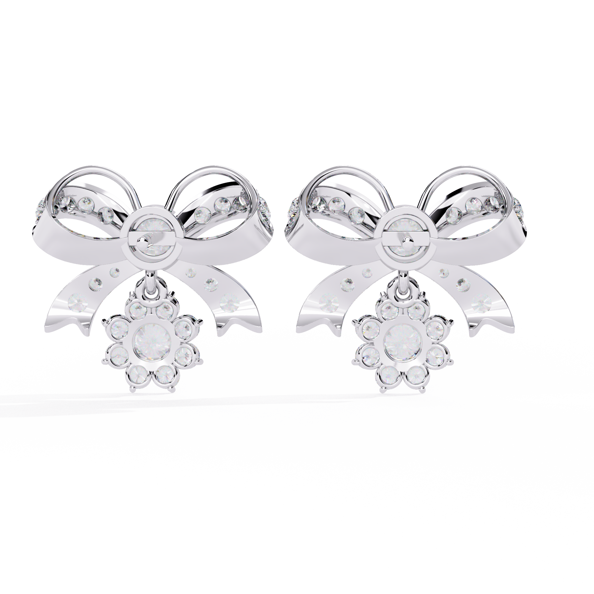 Elegant Bow and Snowflake CZ Stud Drop Earrings Jewelry By Azuni & Company