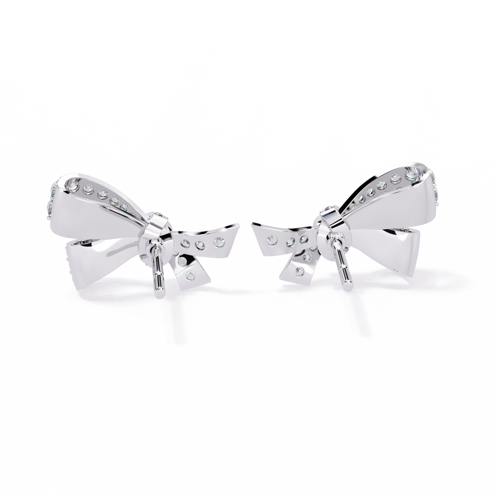 Dazzling Bowtie Stud Earrings – Sterling Silver & CZ Diamond Look Jewelry By Azuni & Company
