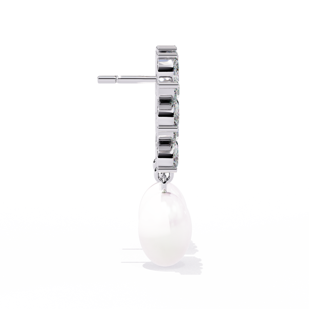 Sterling Silver Flower CZ & Pearl Drop Earrings | Bridal & Wedding Jewelry By Azuni & Company