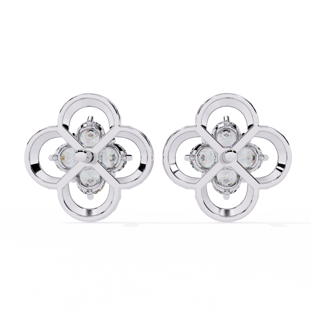 Sparkling Clover CZ Stud Earrings in 925 Sterling Silver Jewelry By Azuni & Company