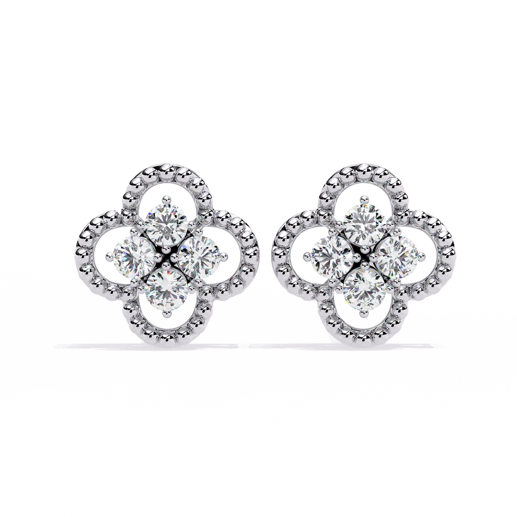 Sparkling Clover CZ Stud Earrings in 925 Sterling Silver Jewelry By Azuni & Company