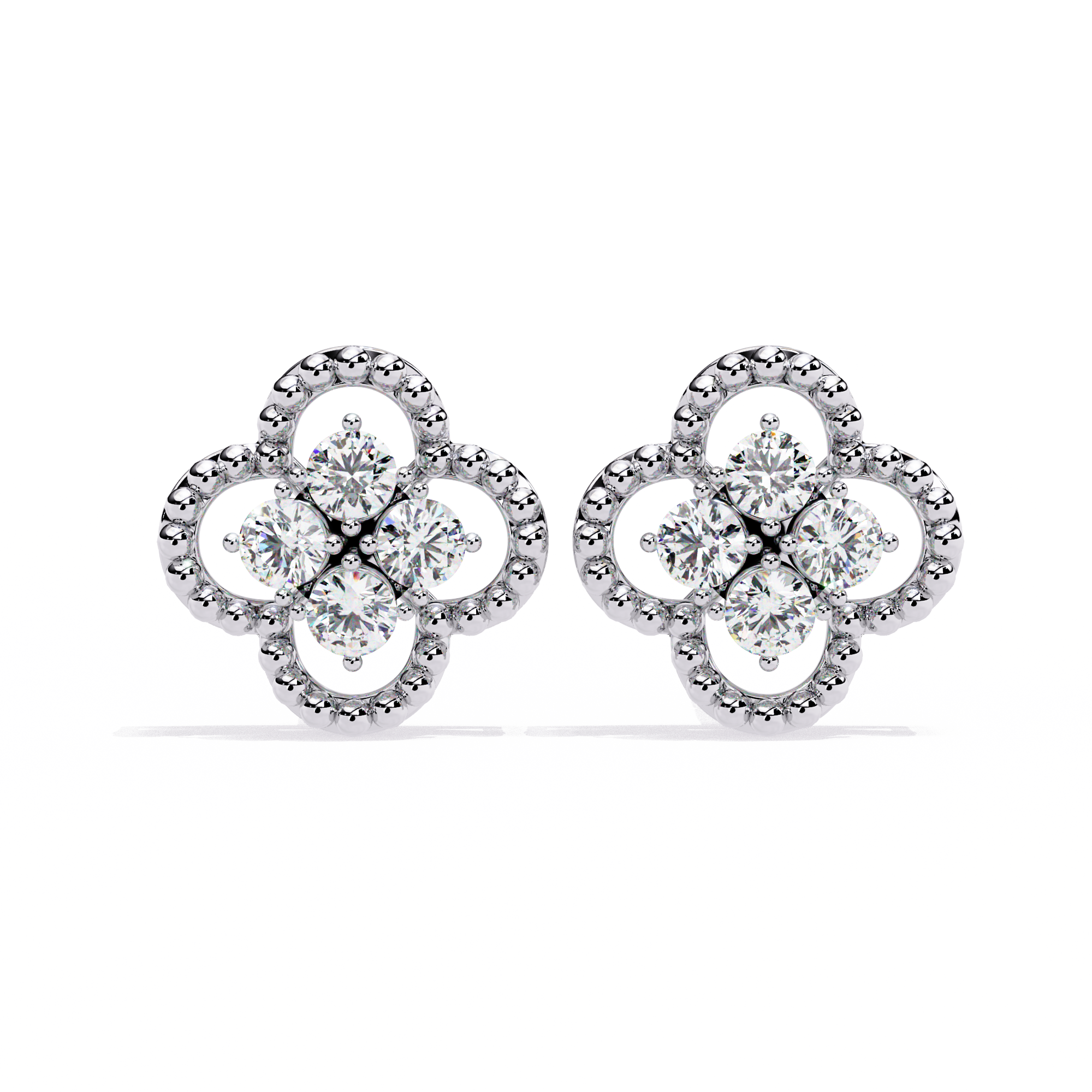 Sparkling Clover CZ Stud Earrings in 925 Sterling Silver Jewelry By Azuni & Company