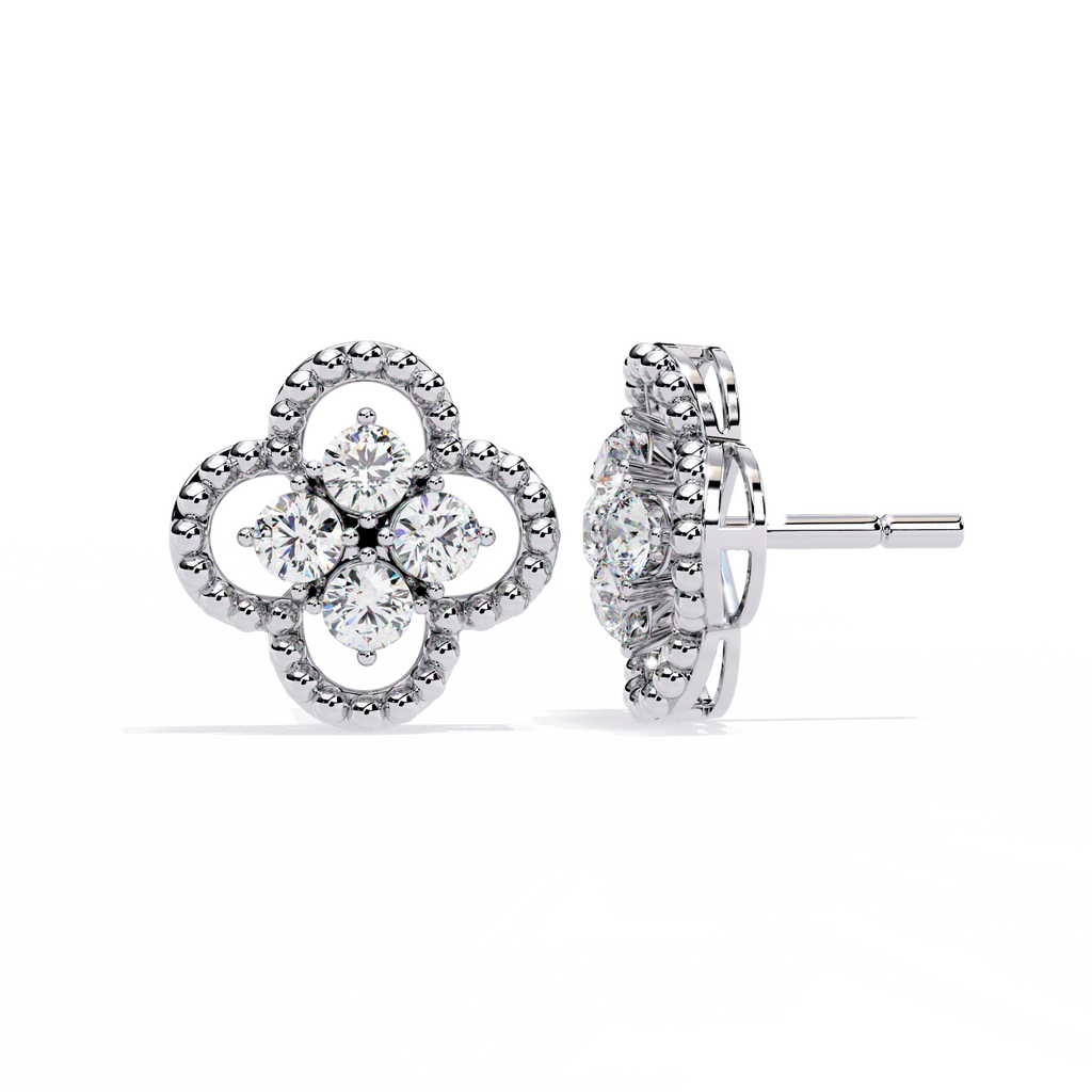 Sparkling Clover CZ Stud Earrings in 925 Sterling Silver Jewelry By Azuni & Company
