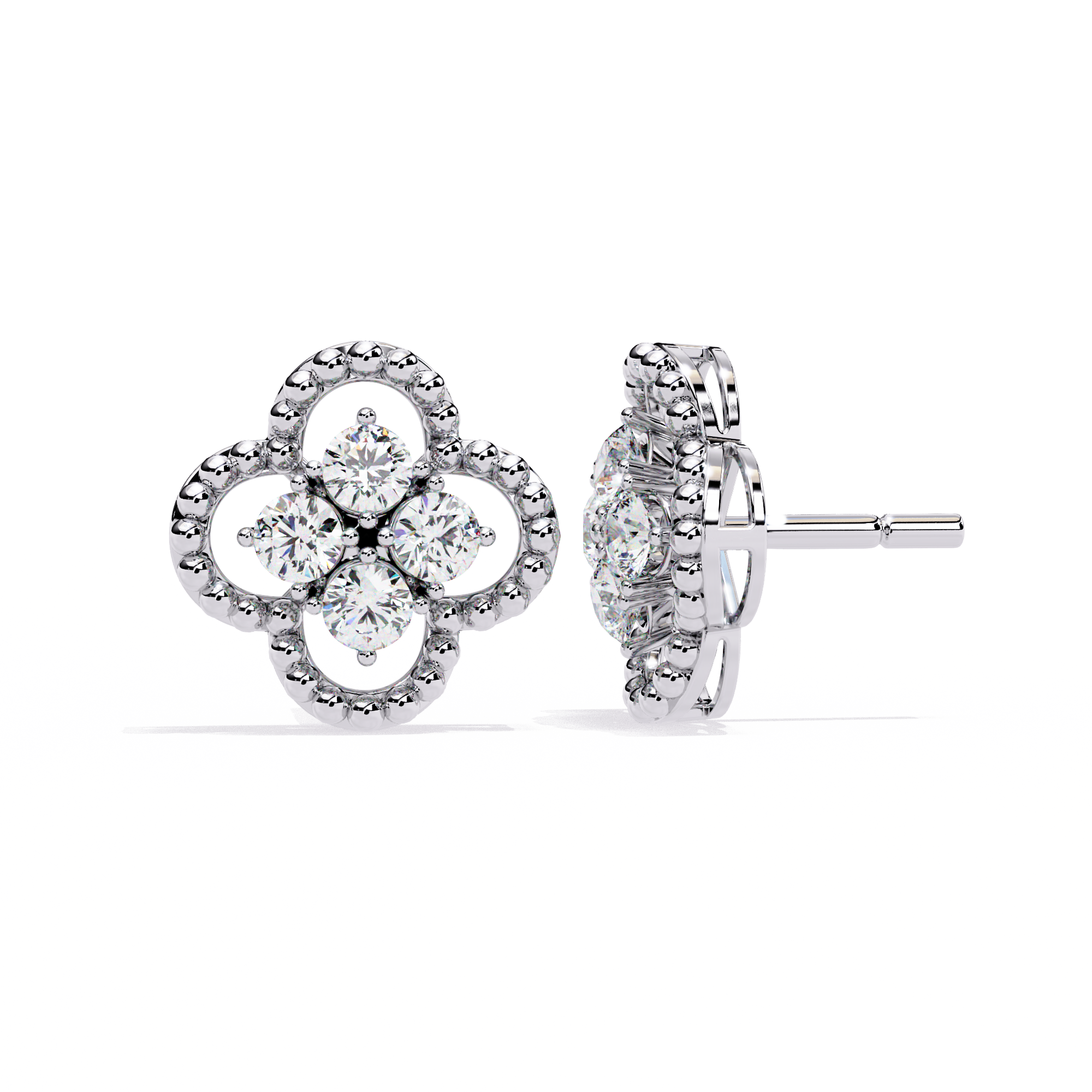 Sparkling Clover CZ Stud Earrings in 925 Sterling Silver Jewelry By Azuni & Company