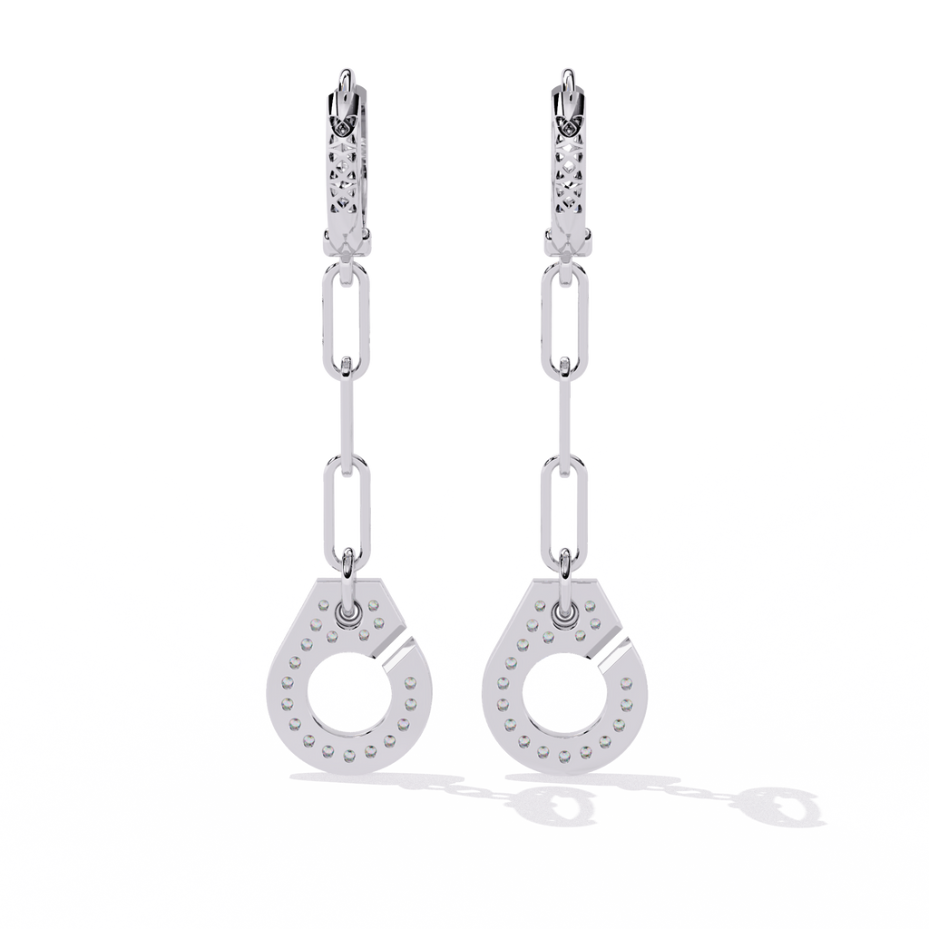 Dazzling Handcuff Drop Earrings | Sterling Silver & CZ Diamond Chain Dangles Jewelry By Azuni & Company