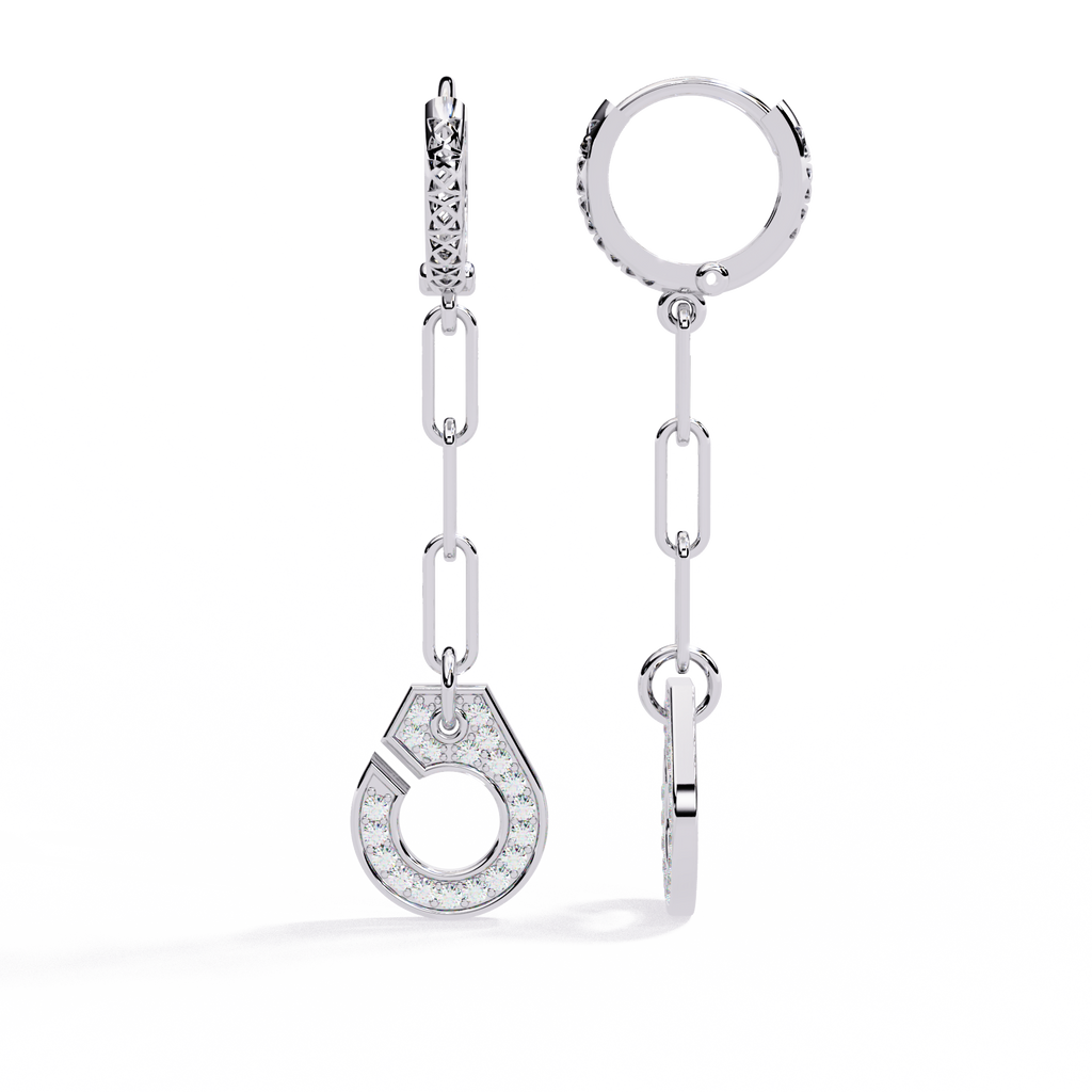 Dazzling Handcuff Drop Earrings | Sterling Silver & CZ Diamond Chain Dangles Jewelry By Azuni & Company