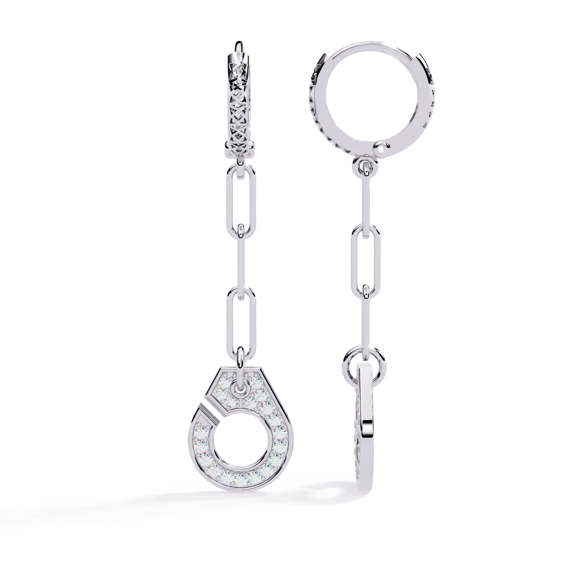 Dazzling Handcuff Drop Earrings | Sterling Silver & CZ Diamond Chain Dangles Jewelry By Azuni & Company