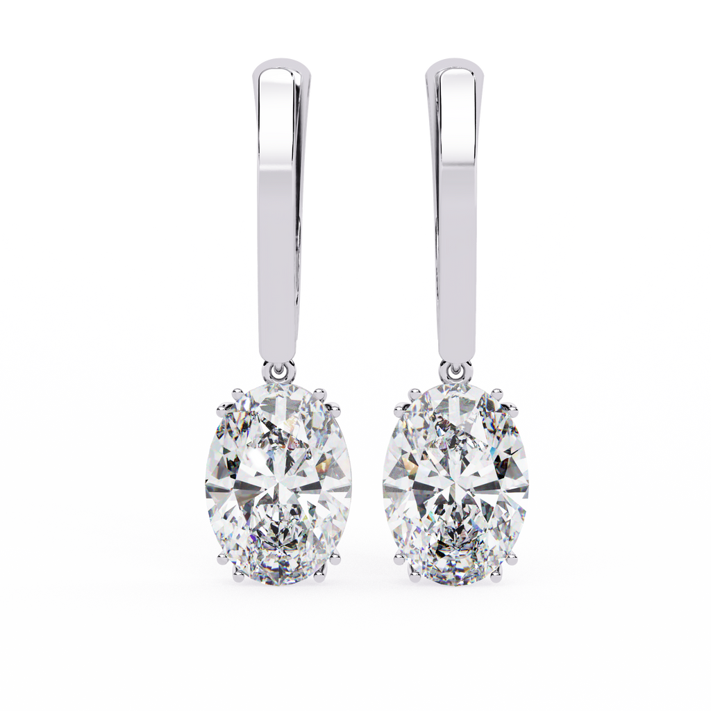 Dazzling Sterling Silver Oval CZ Dangle Earrings Jewelry By Azuni & Company