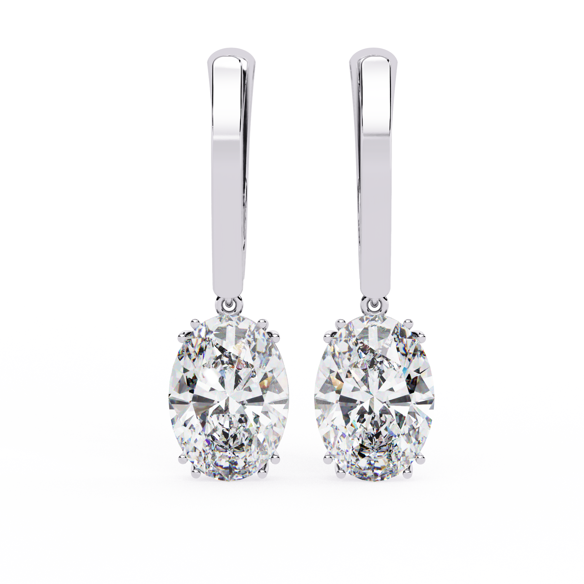 Dazzling Sterling Silver Oval CZ Dangle Earrings Jewelry By Azuni & Company