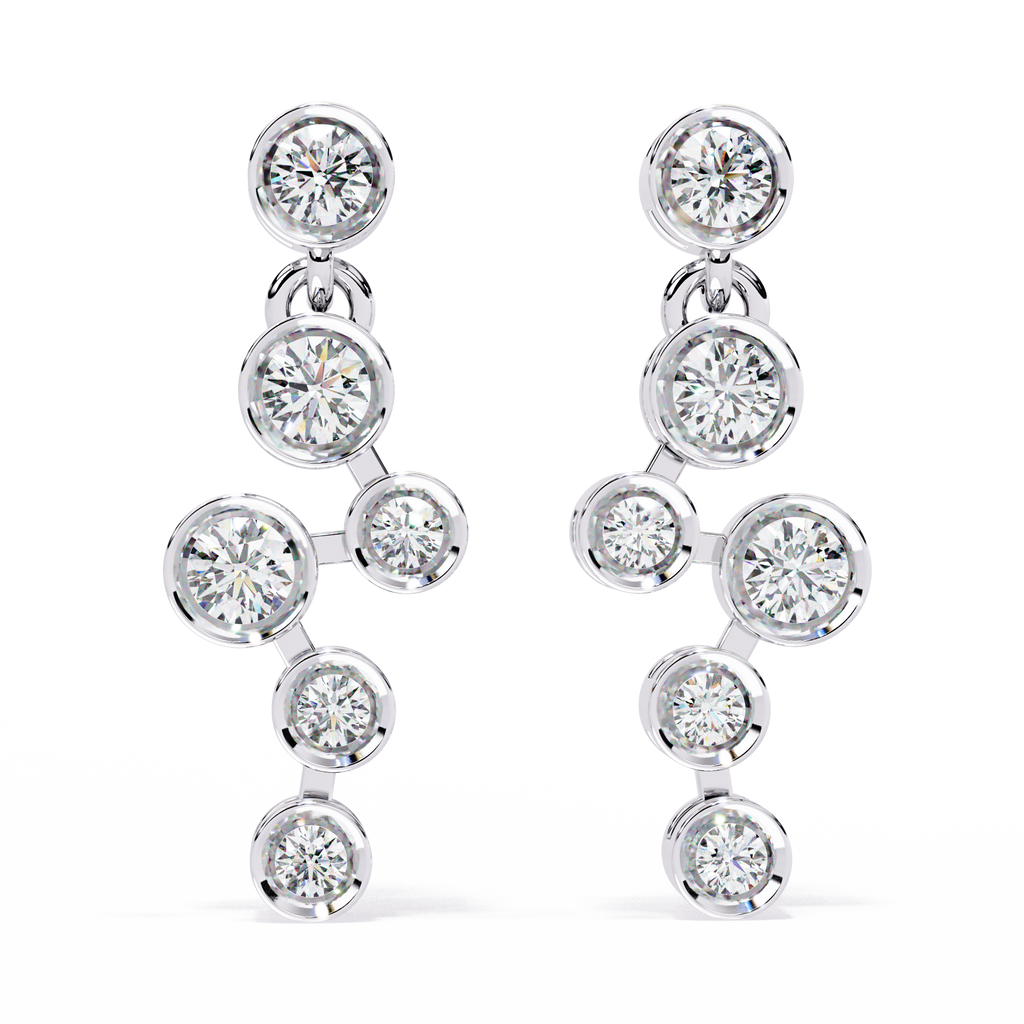Stellar Cascades: CZ Diamond Dangle Earrings in 925 Sterling Silver Jewelry By Azuni & Company