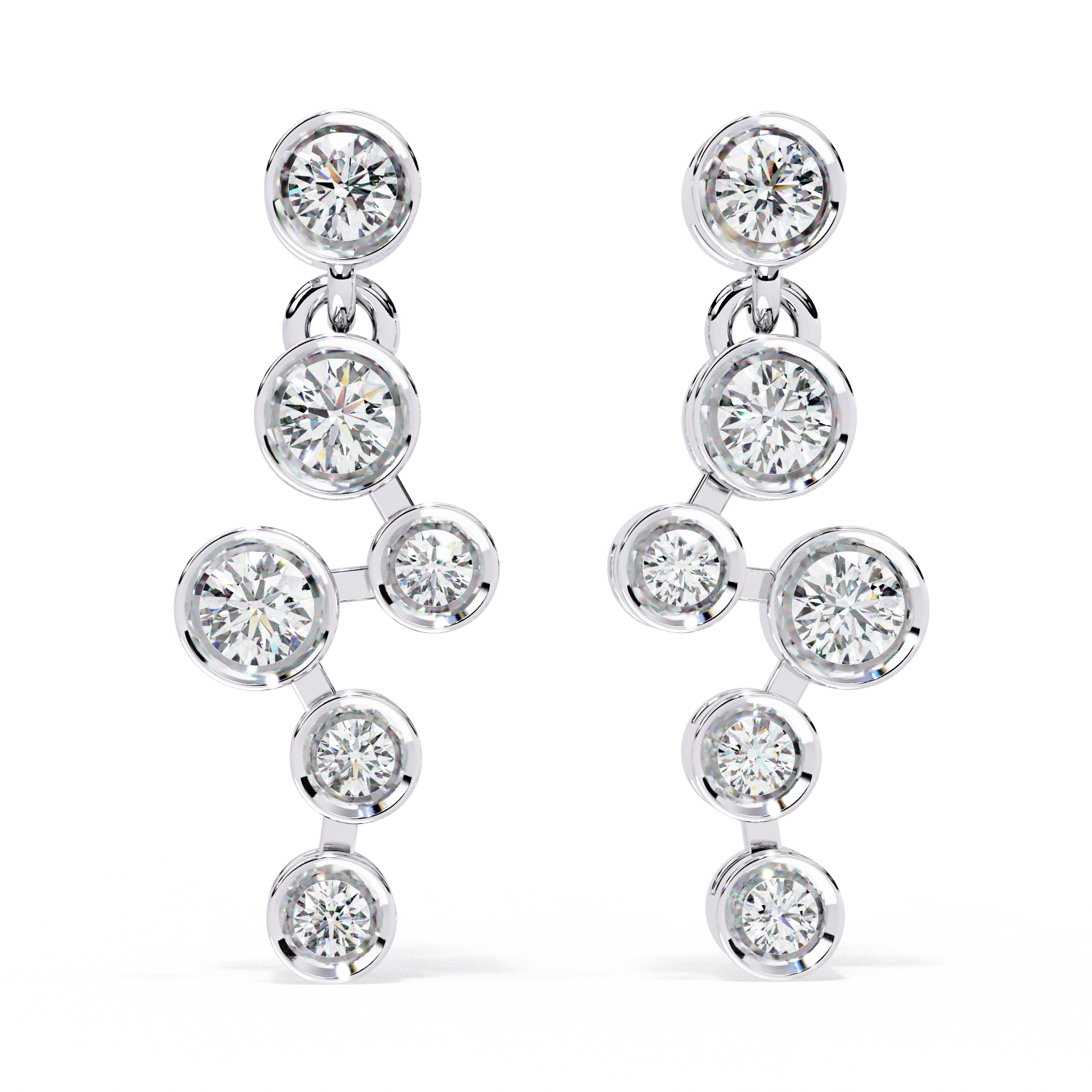 Stellar Cascades: CZ Diamond Dangle Earrings in 925 Sterling Silver Jewelry By Azuni & Company