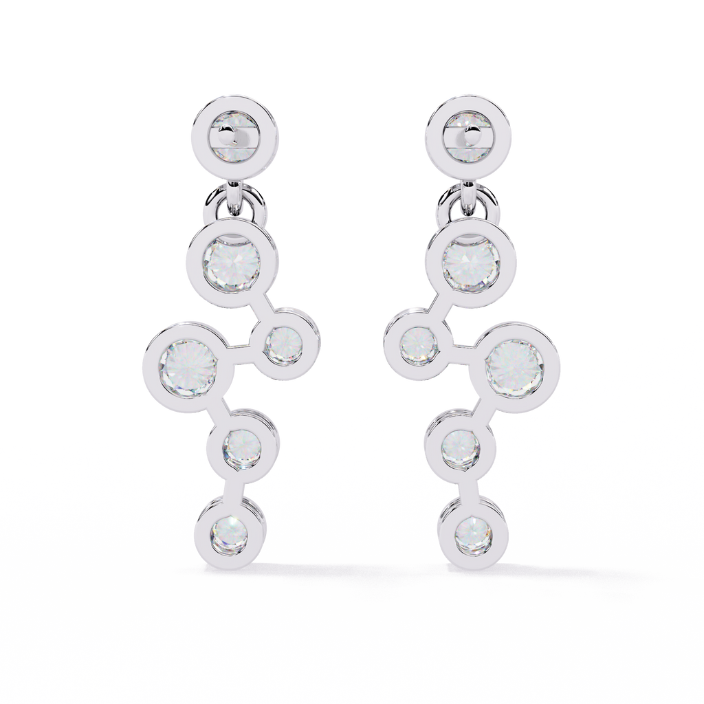 Stellar Cascades: CZ Diamond Dangle Earrings in 925 Sterling Silver Jewelry By Azuni & Company