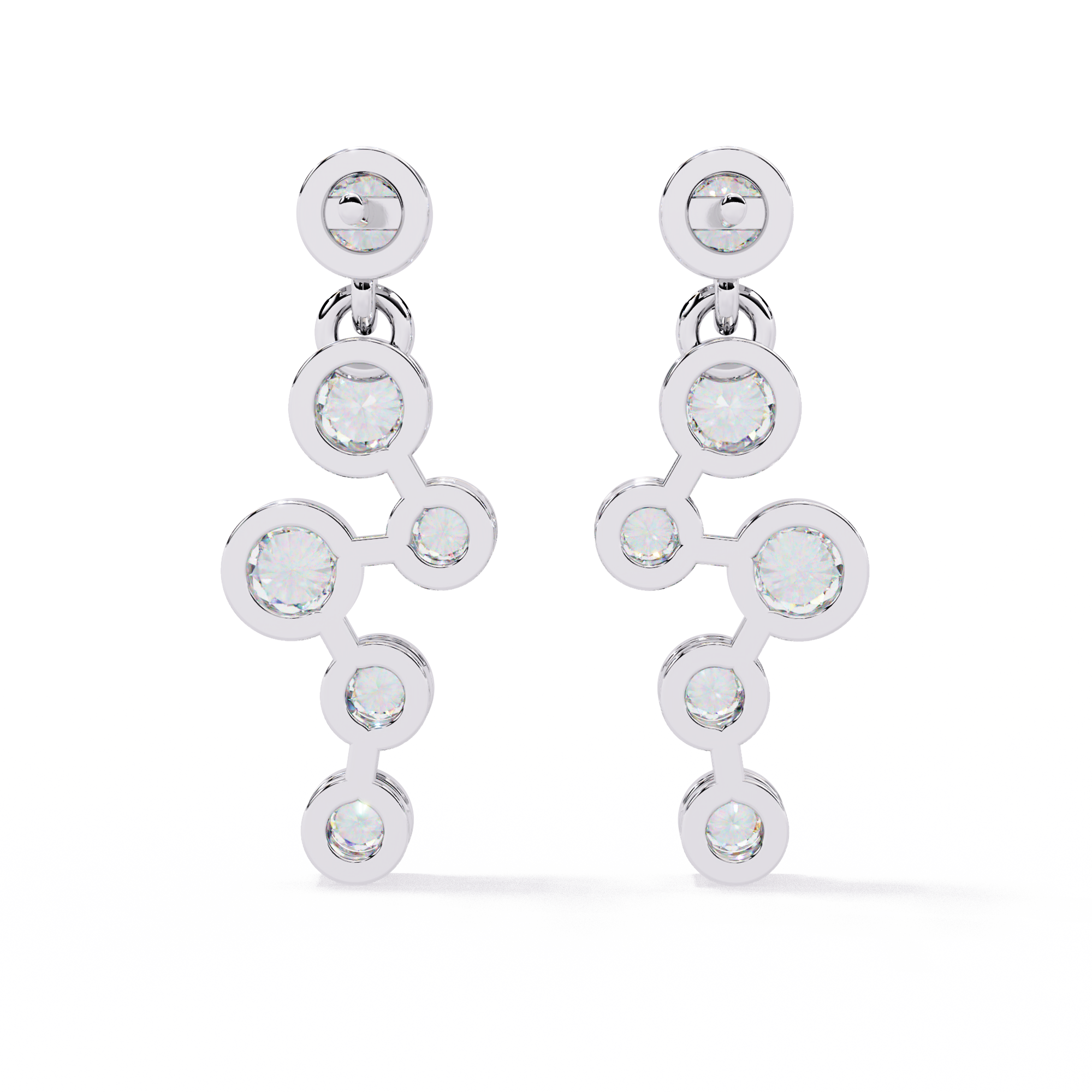 Stellar Cascades: CZ Diamond Dangle Earrings in 925 Sterling Silver Jewelry By Azuni & Company