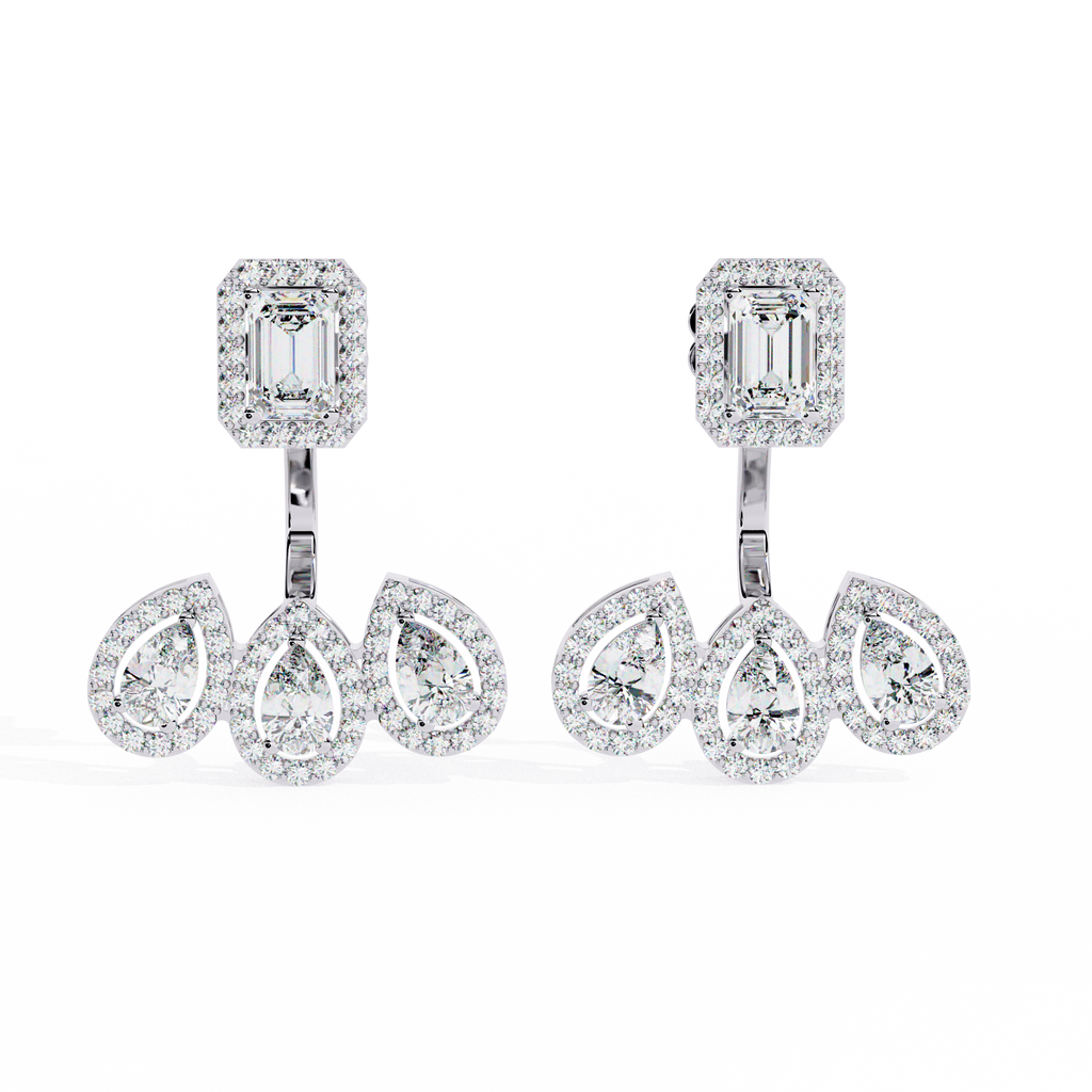 Dazzling Clarity: CZ & Sterling Silver Ear Jacket Earrings Jewelry By Azuni & Company