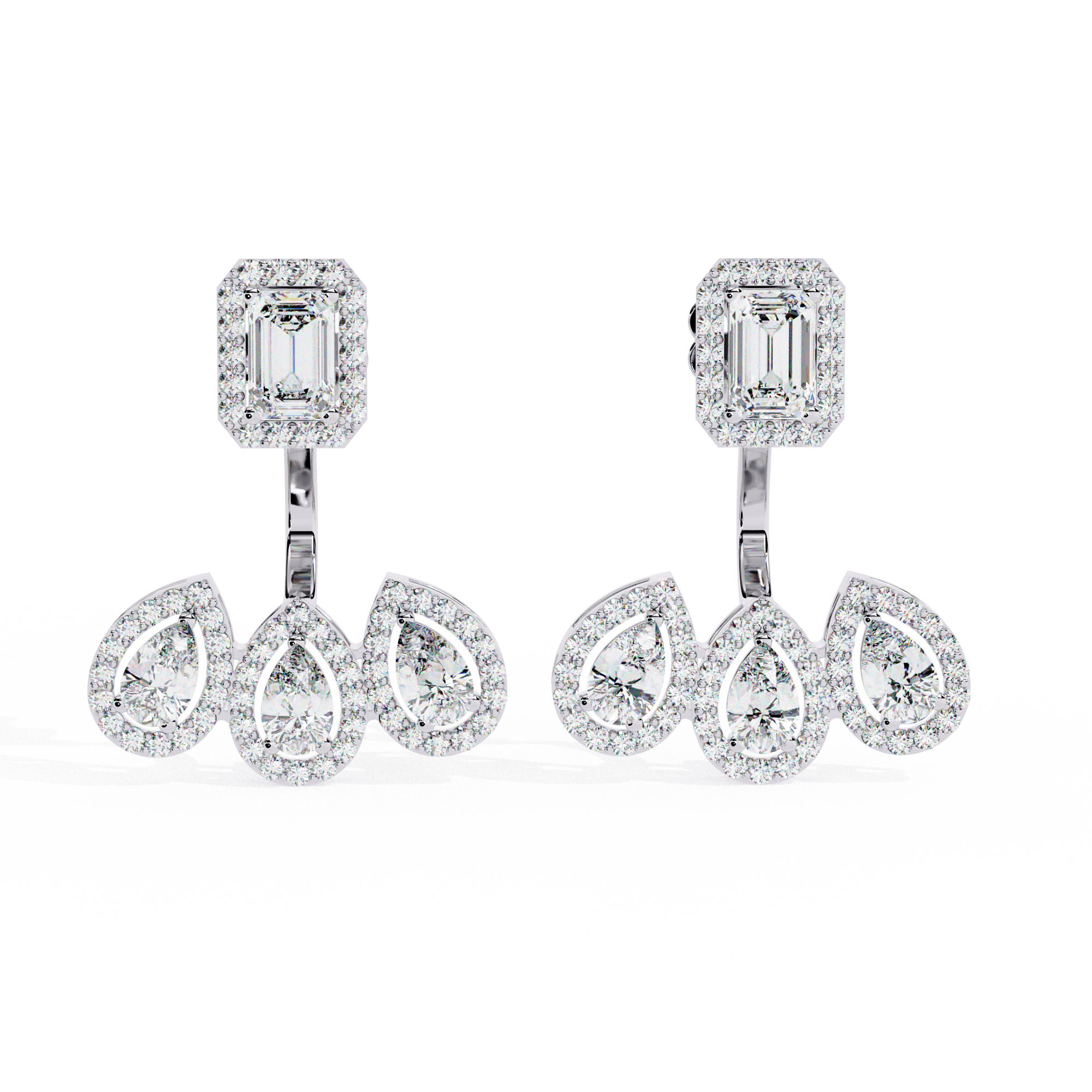 Dazzling Clarity: CZ & Sterling Silver Ear Jacket Earrings Jewelry By Azuni & Company