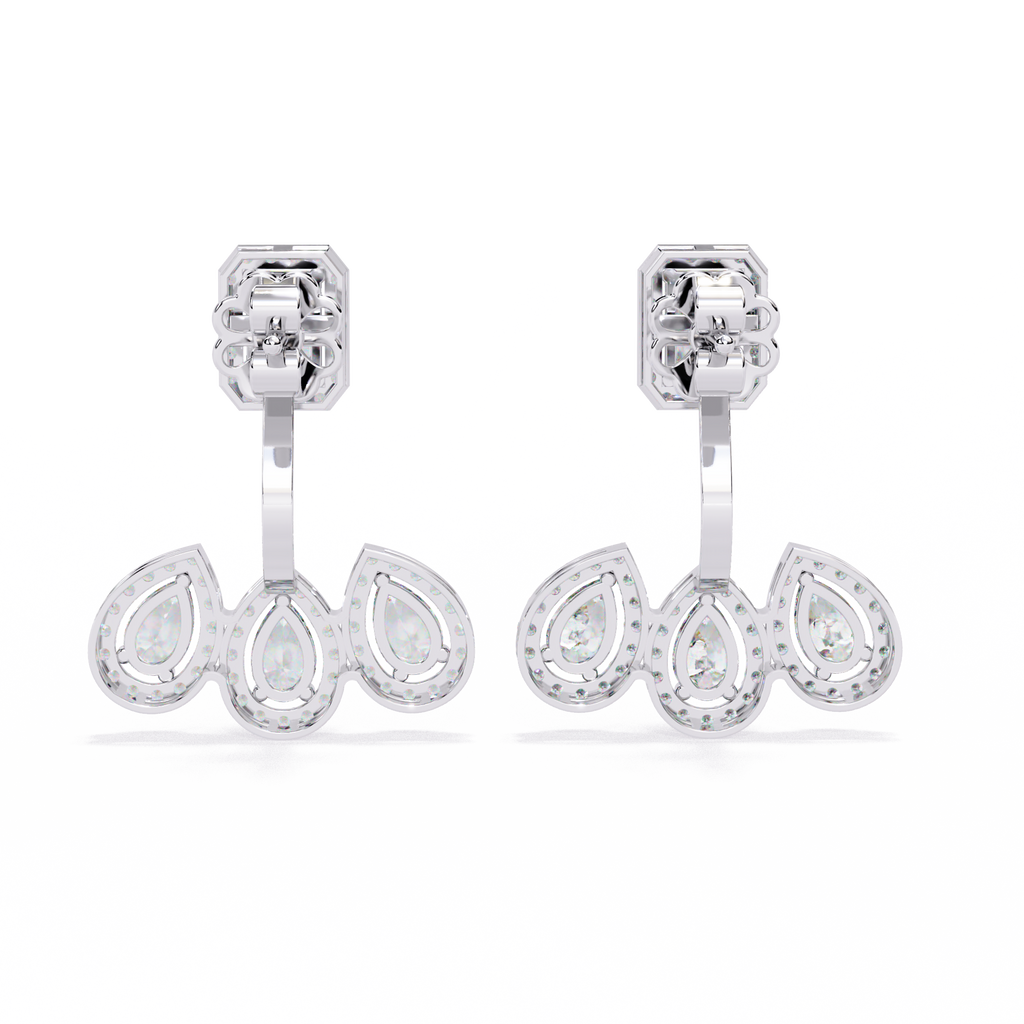 Dazzling Clarity: CZ & Sterling Silver Ear Jacket Earrings Jewelry By Azuni & Company