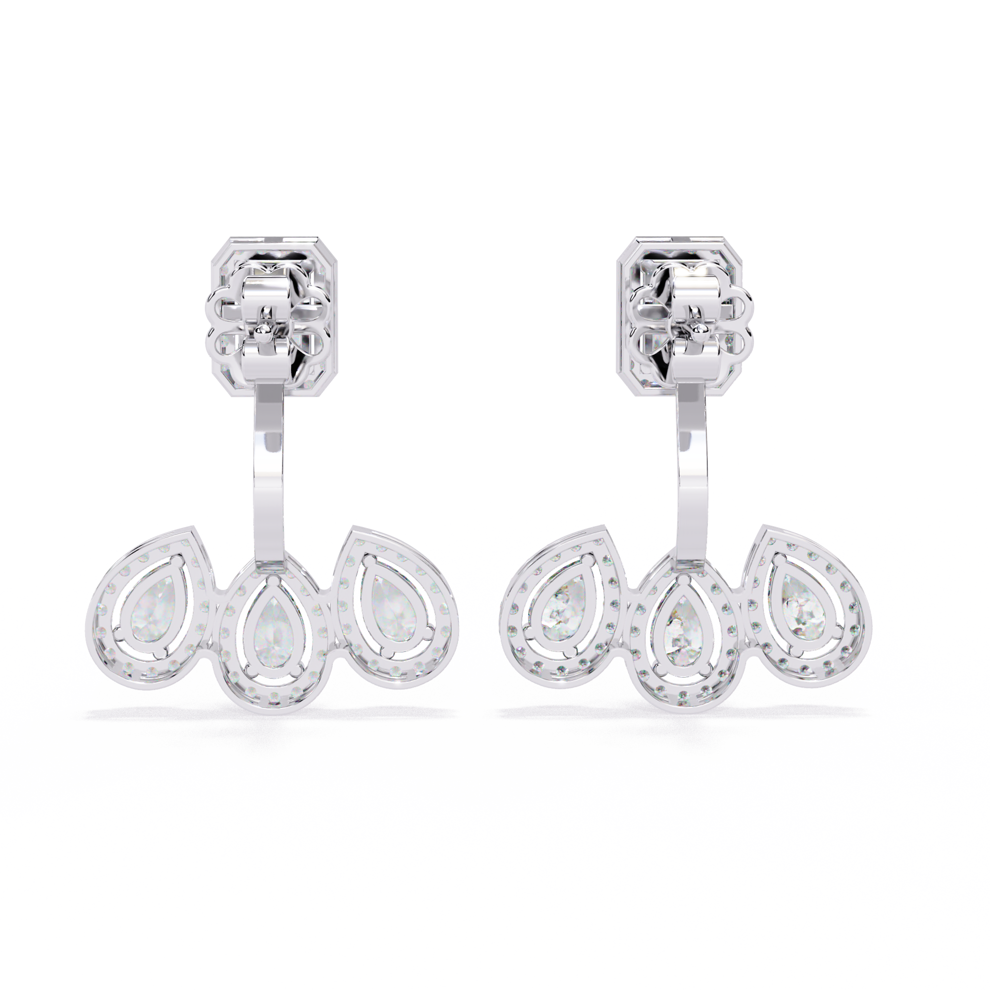 Dazzling Clarity: CZ & Sterling Silver Ear Jacket Earrings Jewelry By Azuni & Company