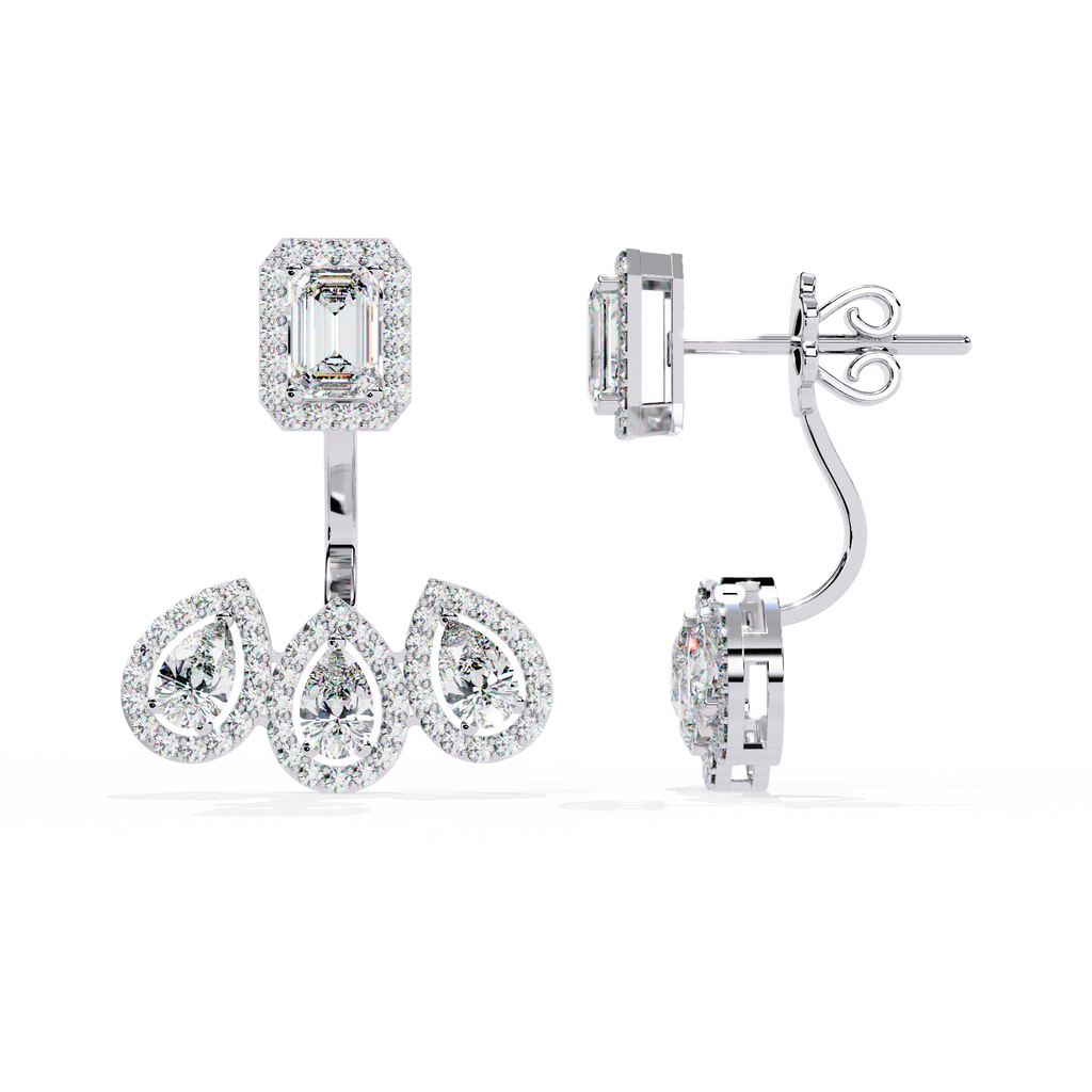 Dazzling Clarity: CZ & Sterling Silver Ear Jacket Earrings Jewelry By Azuni & Company