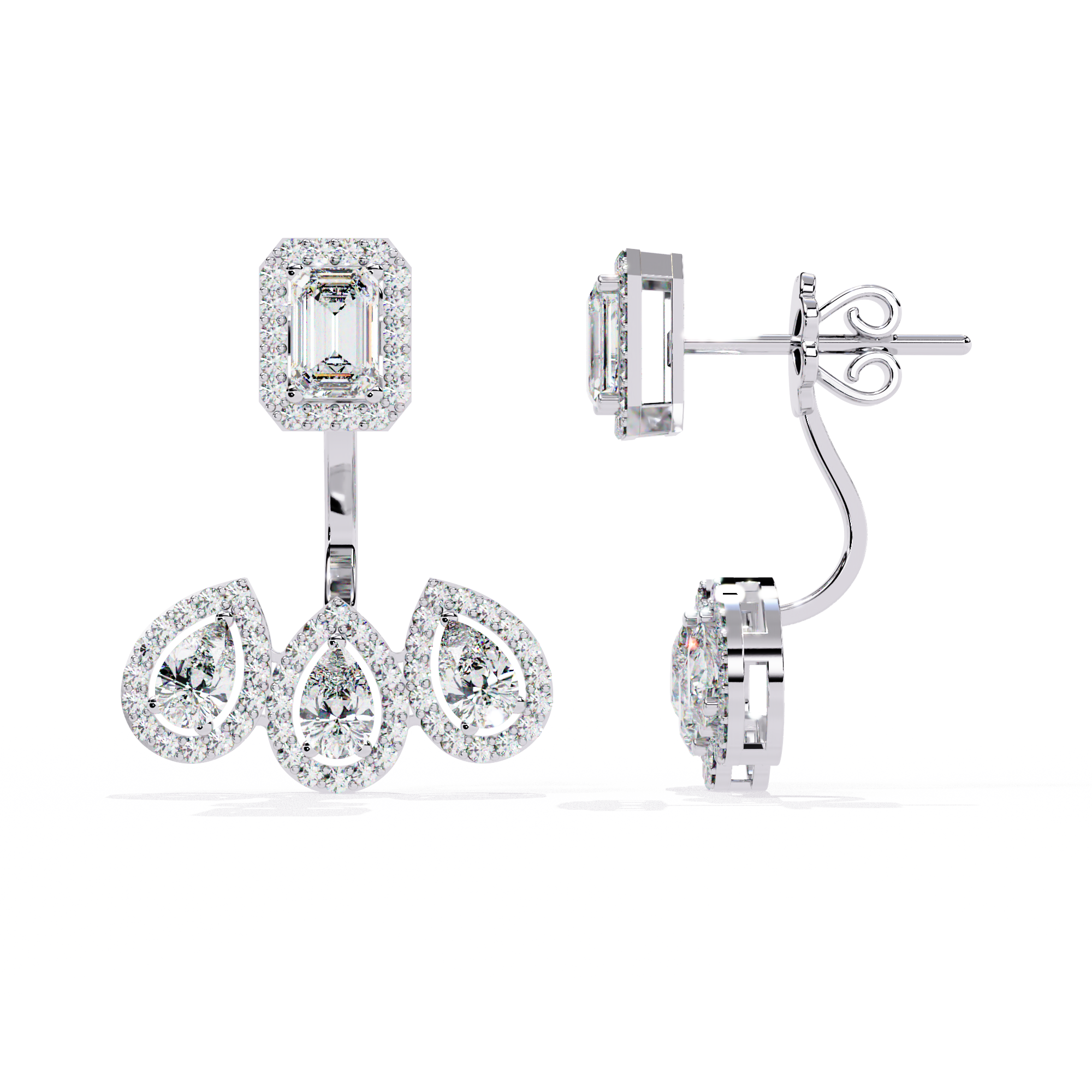 Dazzling Clarity: CZ & Sterling Silver Ear Jacket Earrings Jewelry By Azuni & Company