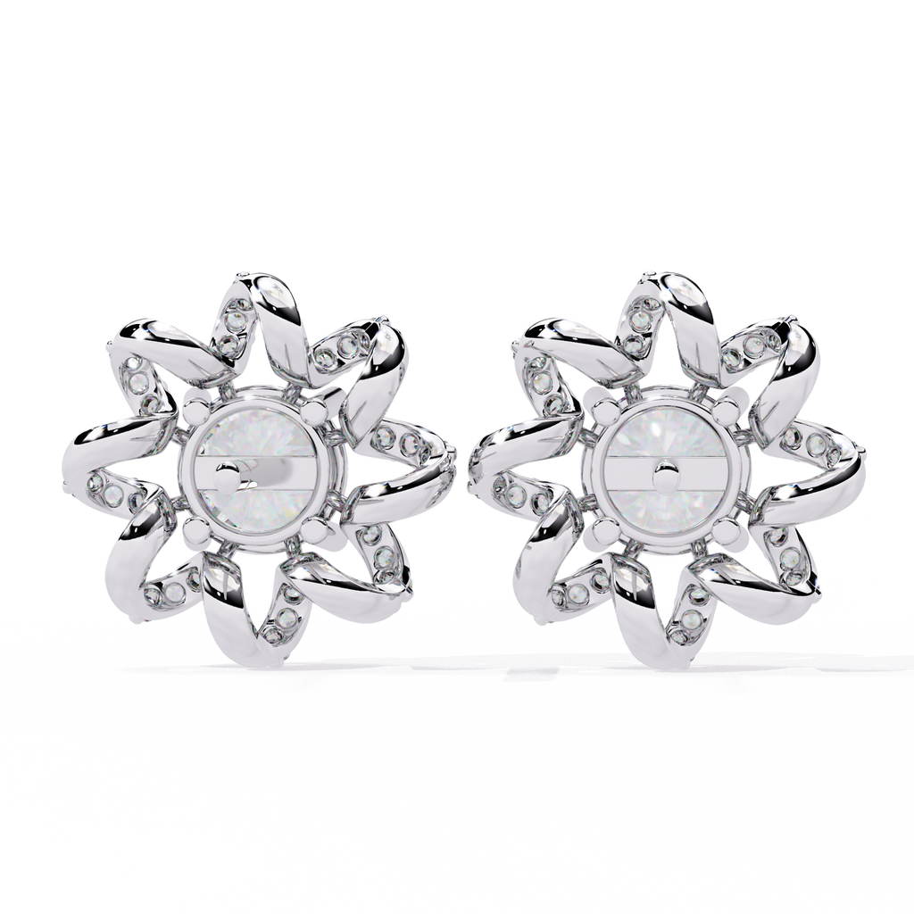 Exquisite CZ Diamond Flower Halo Stud Earrings in 925 Sterling Silver Jewelry By Azuni & Company