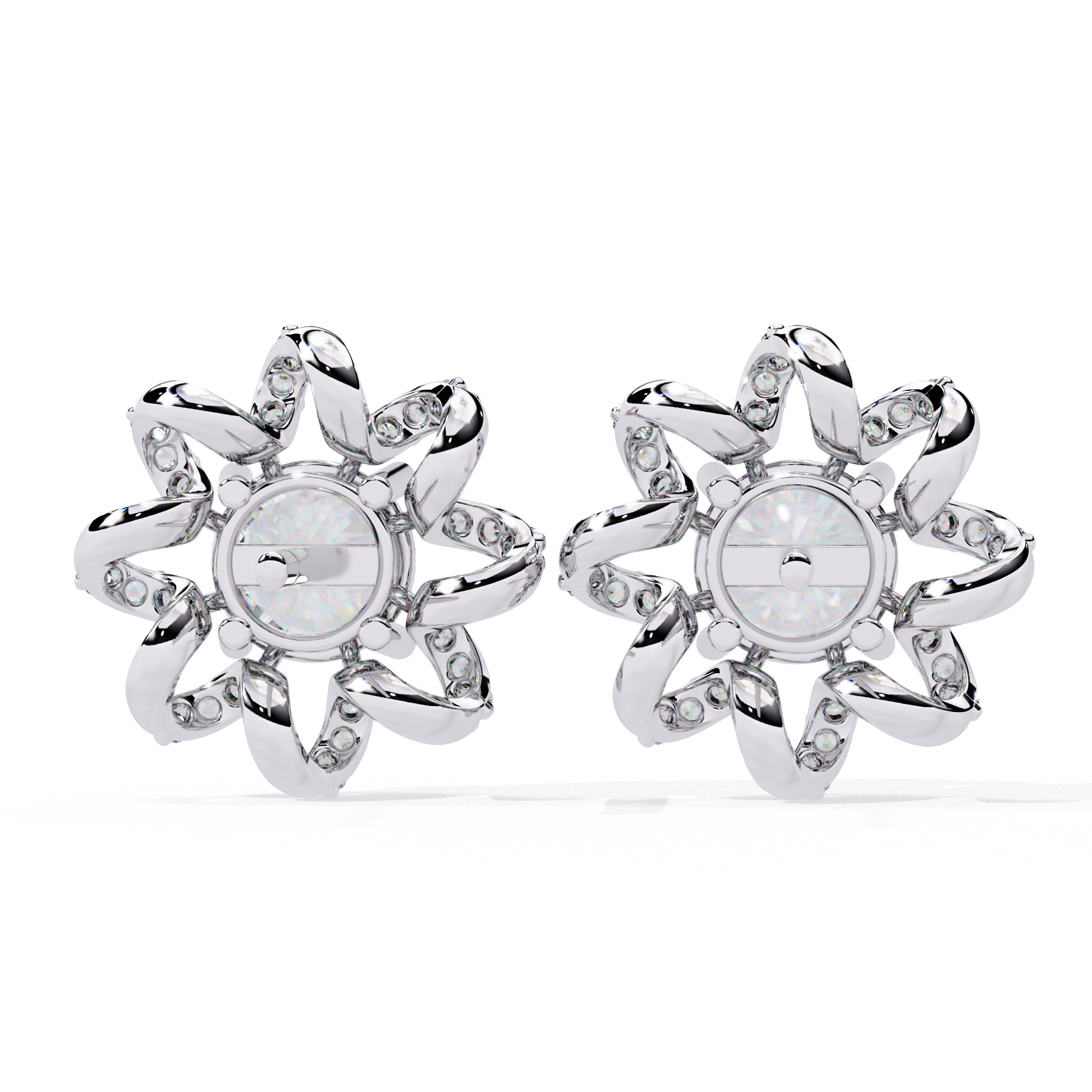 Exquisite CZ Diamond Flower Halo Stud Earrings in 925 Sterling Silver Jewelry By Azuni & Company