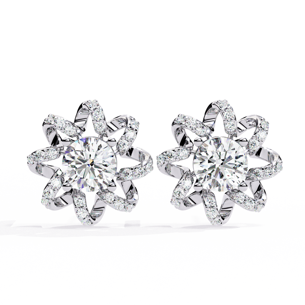 Exquisite CZ Diamond Flower Halo Stud Earrings in 925 Sterling Silver Jewelry By Azuni & Company