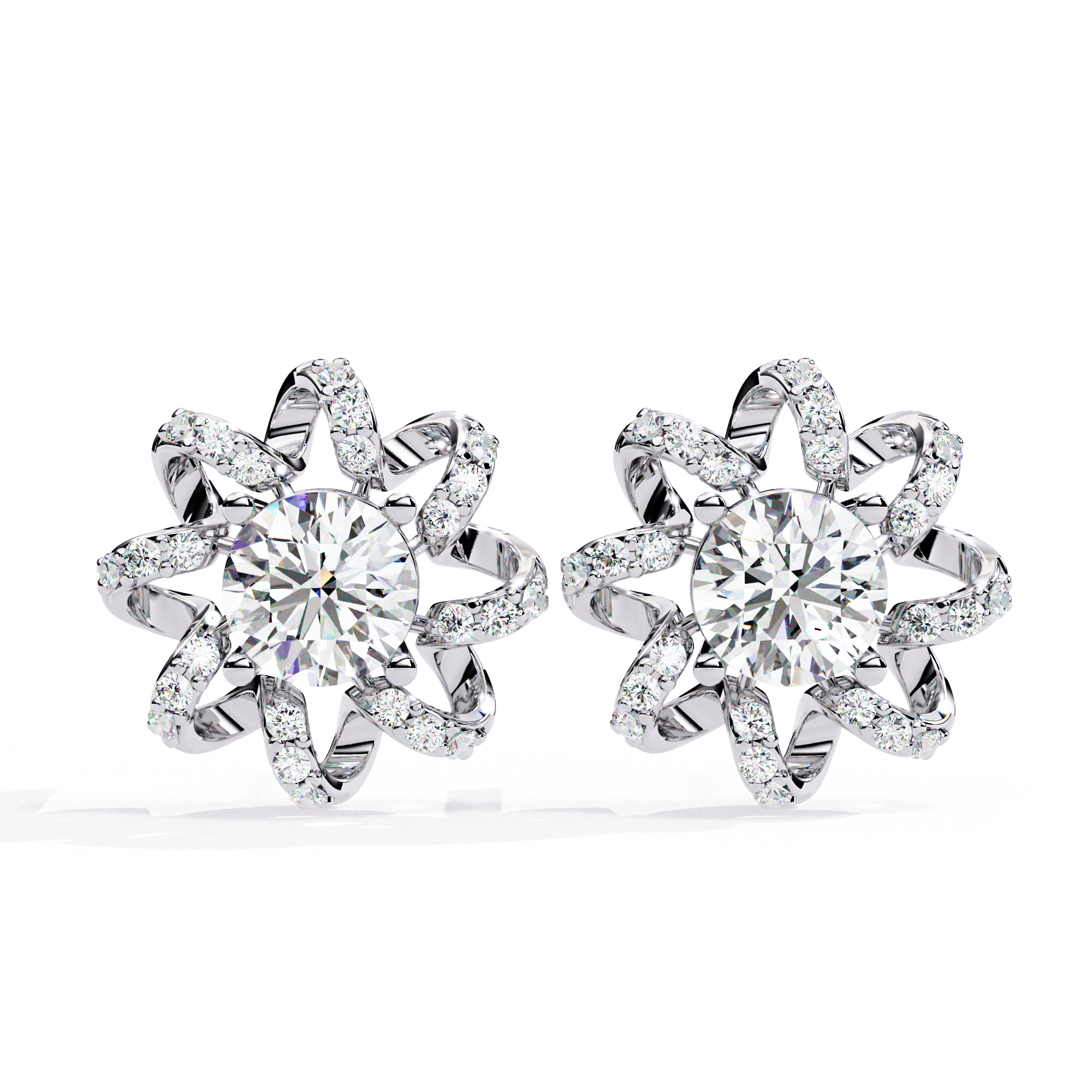 Exquisite CZ Diamond Flower Halo Stud Earrings in 925 Sterling Silver Jewelry By Azuni & Company