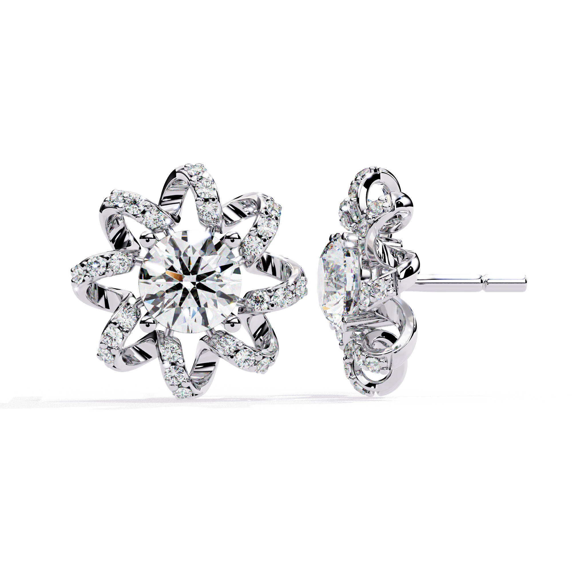 Exquisite CZ Diamond Flower Halo Stud Earrings in 925 Sterling Silver Jewelry By Azuni & Company
