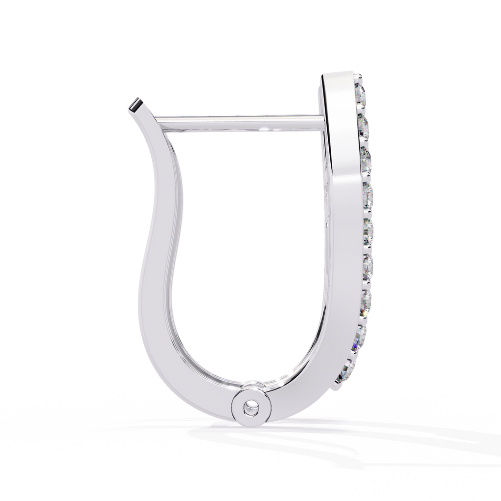 Asymmetrical Baguette CZ Pave Hoop Earrings in Sterling Silver Jewelry By Azuni & Company