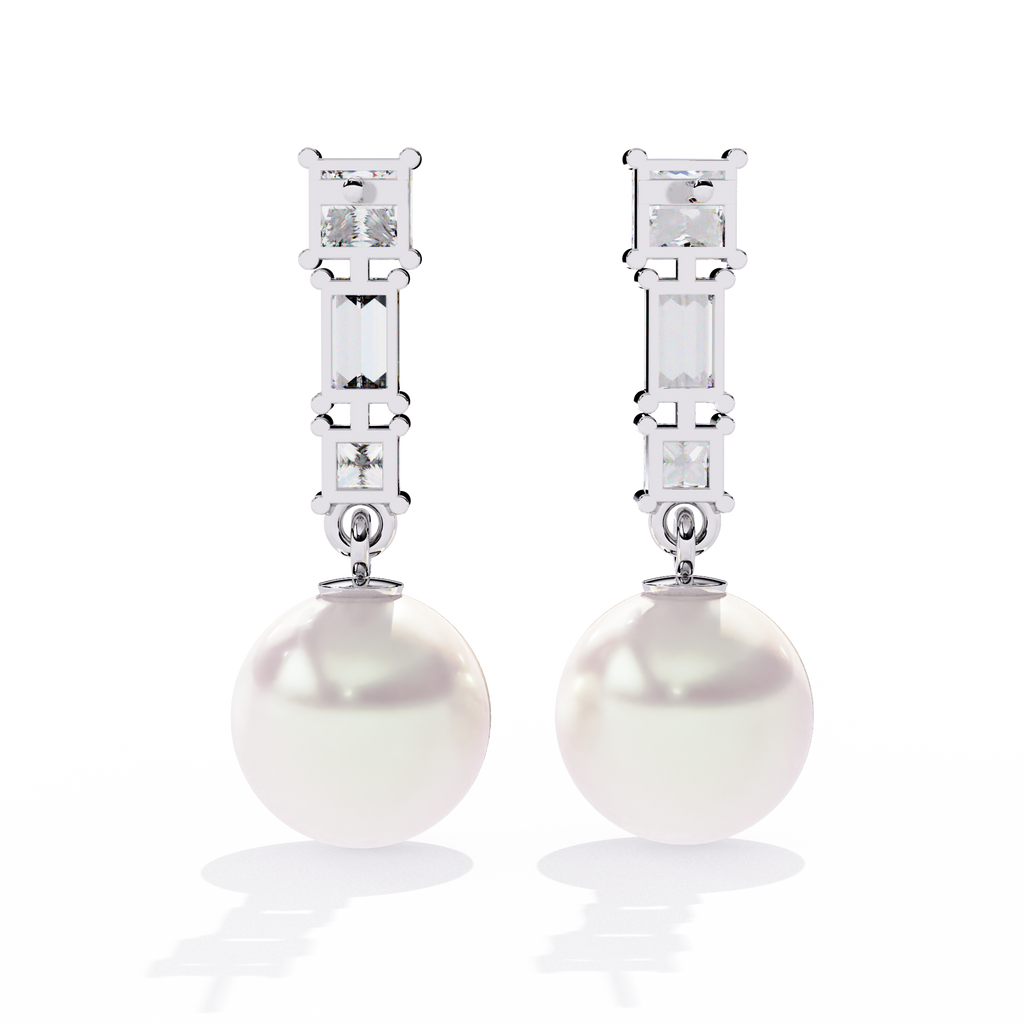 Timeless Elegance: Sterling Silver and CZ Pearl Drop Earrings Jewelry By Azuni & Company