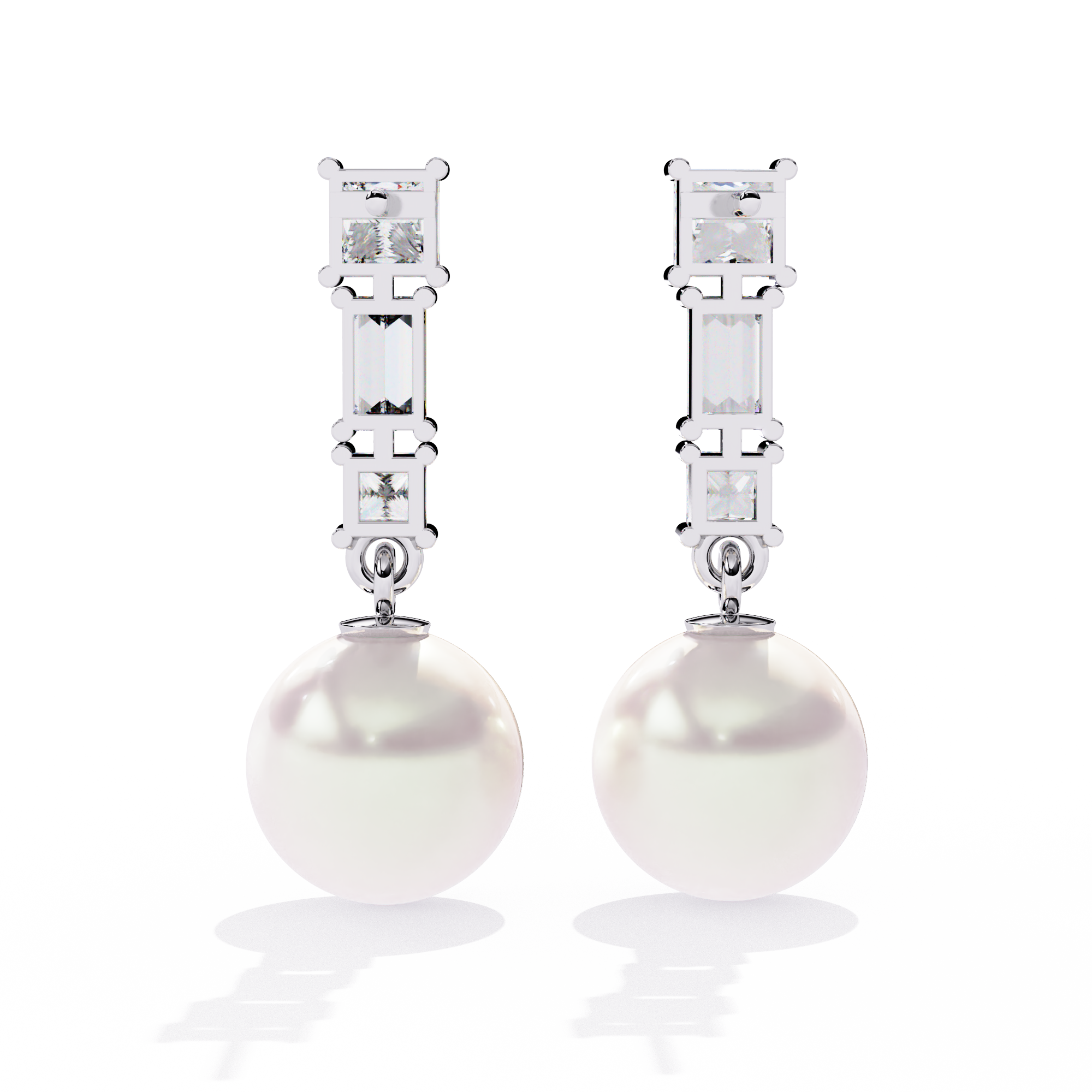 Timeless Elegance: Sterling Silver and CZ Pearl Drop Earrings Jewelry By Azuni & Company