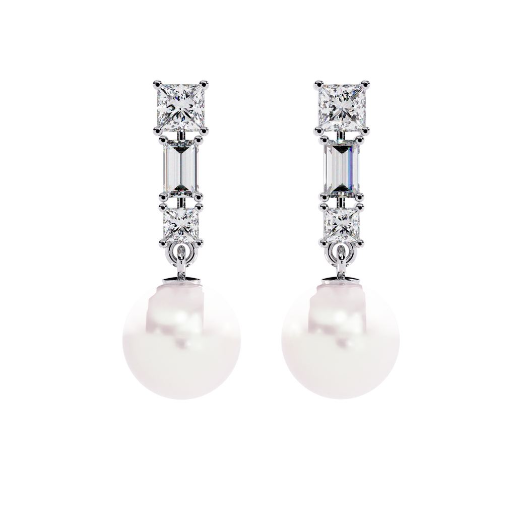 Timeless Elegance: Sterling Silver and CZ Pearl Drop Earrings Jewelry By Azuni & Company
