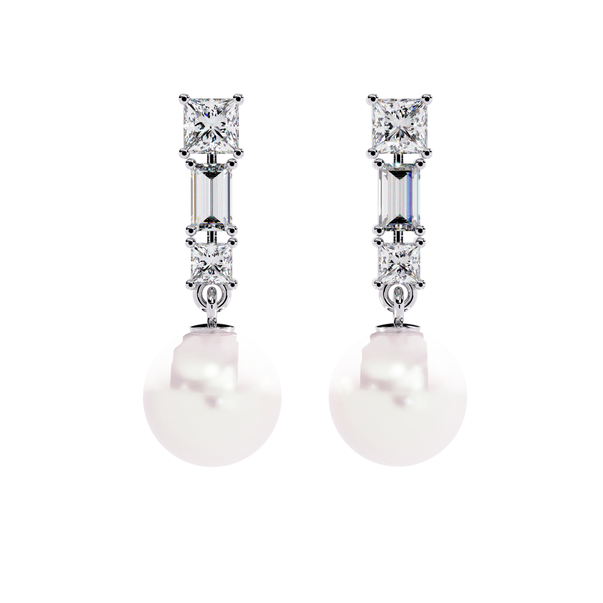 Timeless Elegance: Sterling Silver and CZ Pearl Drop Earrings Jewelry By Azuni & Company