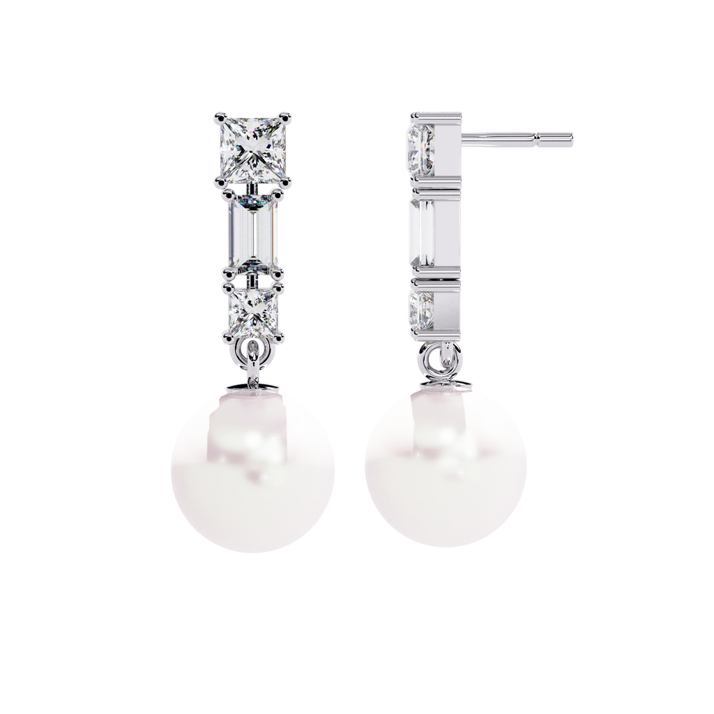 Timeless Elegance: Sterling Silver and CZ Pearl Drop Earrings Jewelry By Azuni & Company