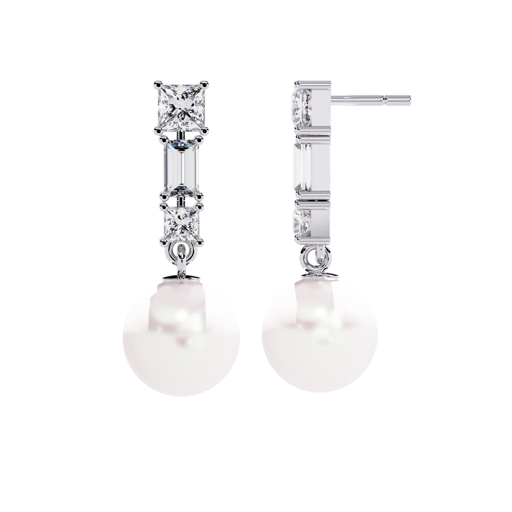 Timeless Elegance: Sterling Silver and CZ Pearl Drop Earrings Jewelry By Azuni & Company