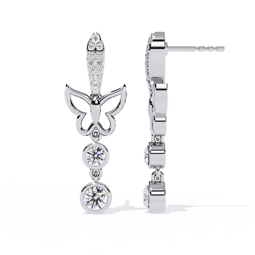 Dazzling Sterling Silver Butterfly Drop Earrings with CZ Jewelry By Azuni & Company