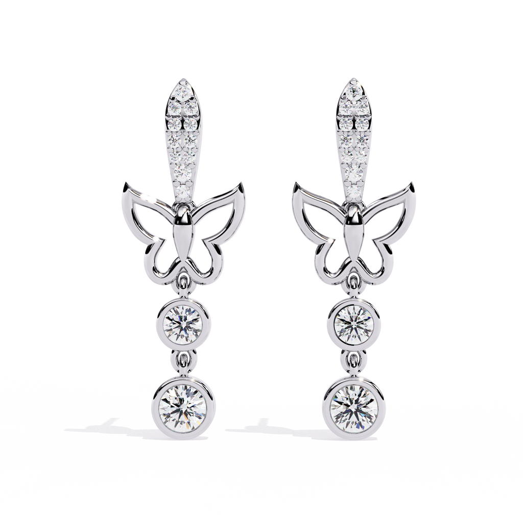Dazzling Sterling Silver Butterfly Drop Earrings with CZ Jewelry By Azuni & Company