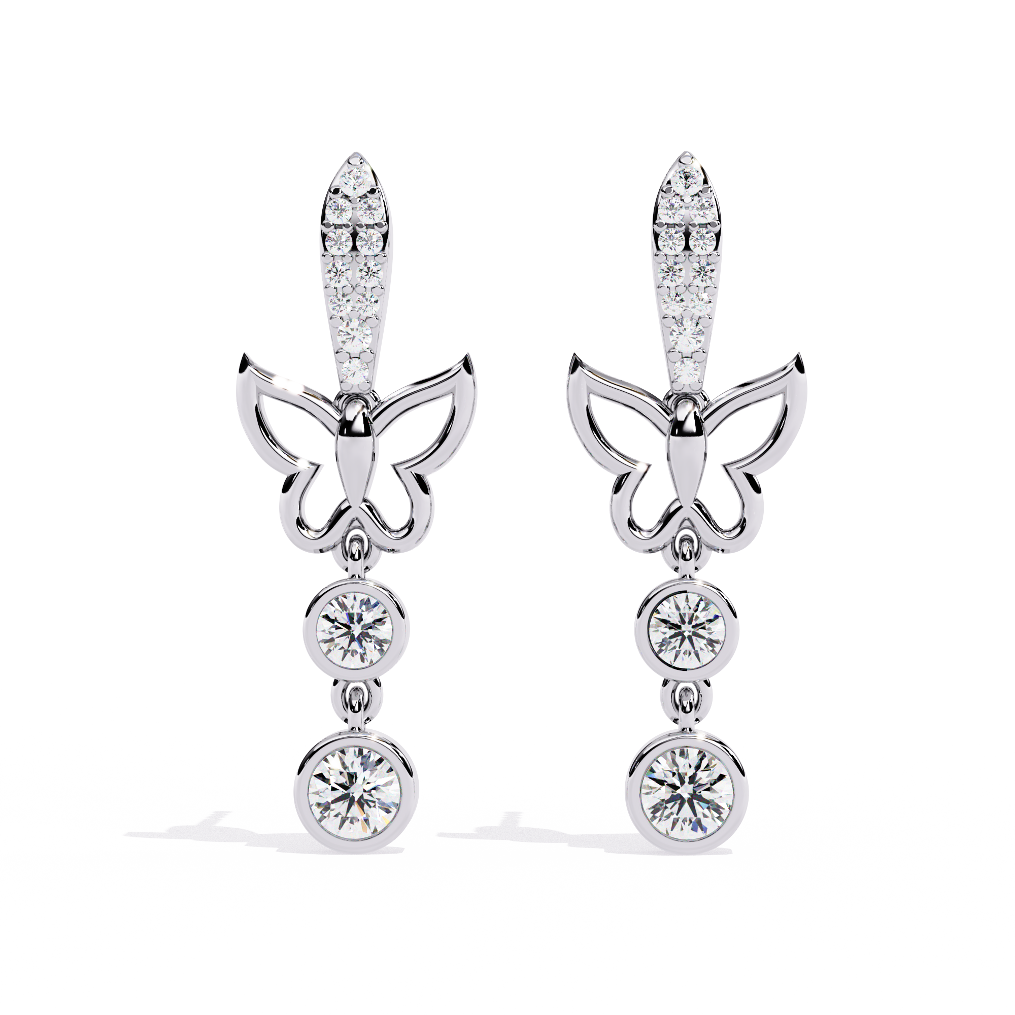 Dazzling Sterling Silver Butterfly Drop Earrings with CZ Jewelry By Azuni & Company