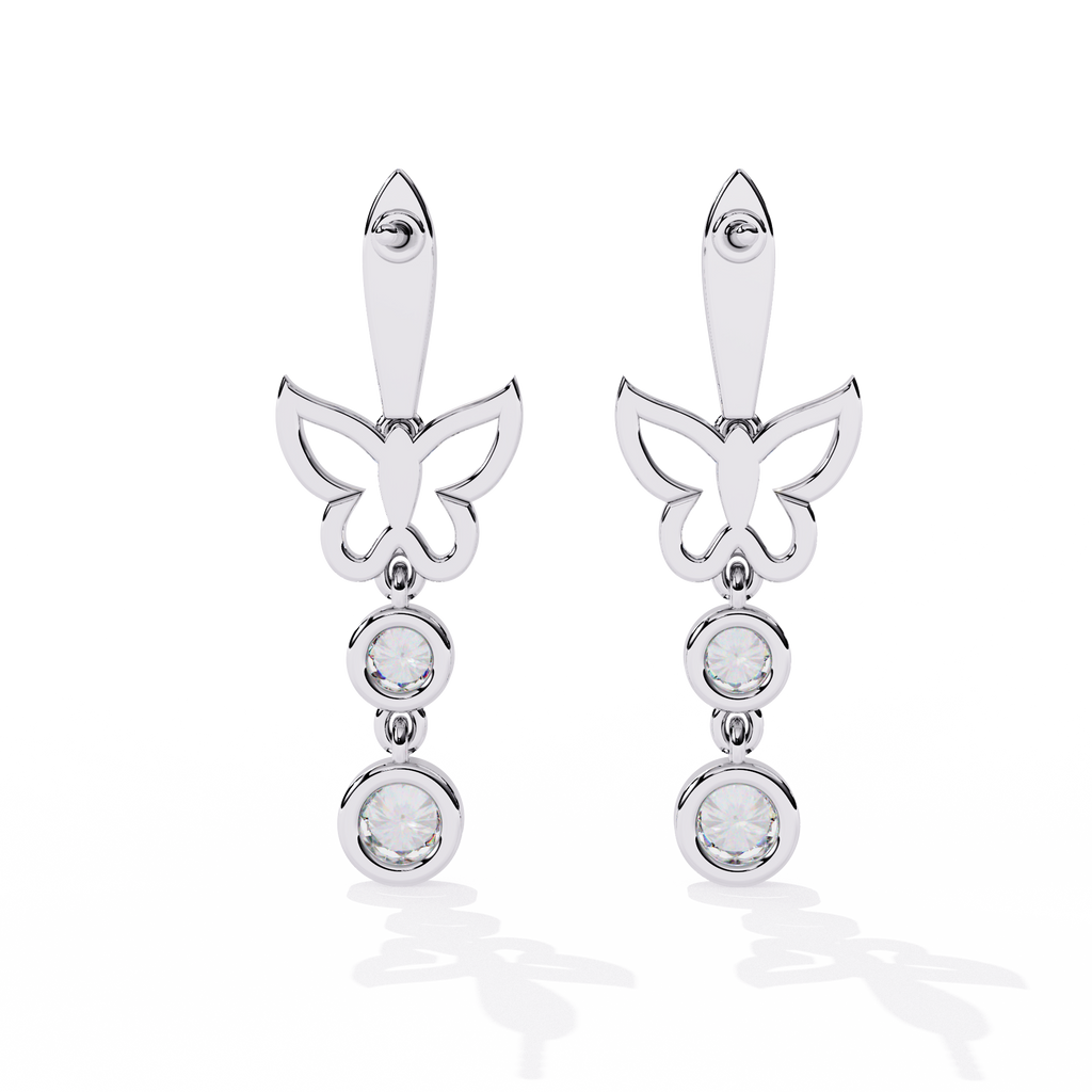 Dazzling Sterling Silver Butterfly Drop Earrings with CZ Jewelry By Azuni & Company