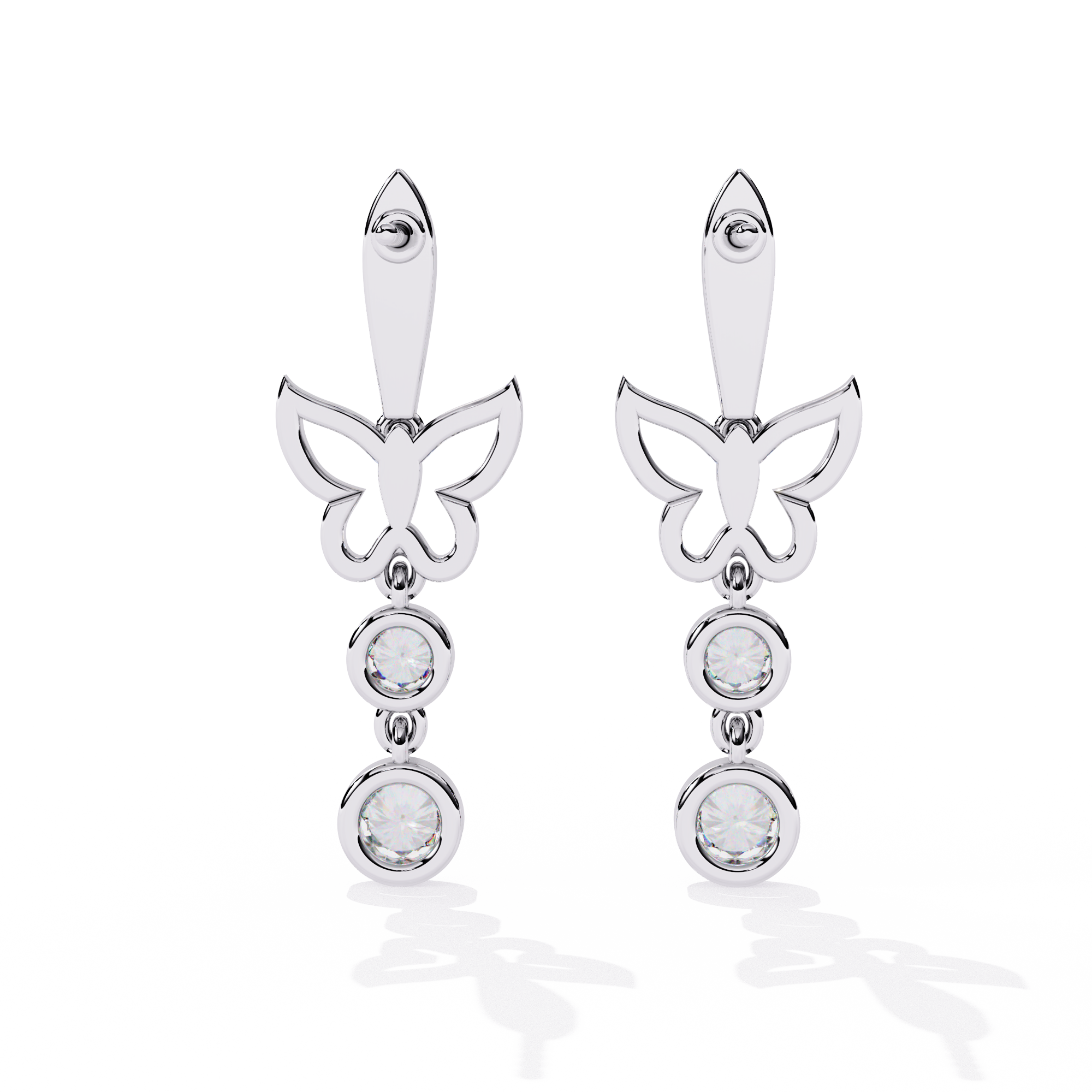 Dazzling Sterling Silver Butterfly Drop Earrings with CZ Jewelry By Azuni & Company