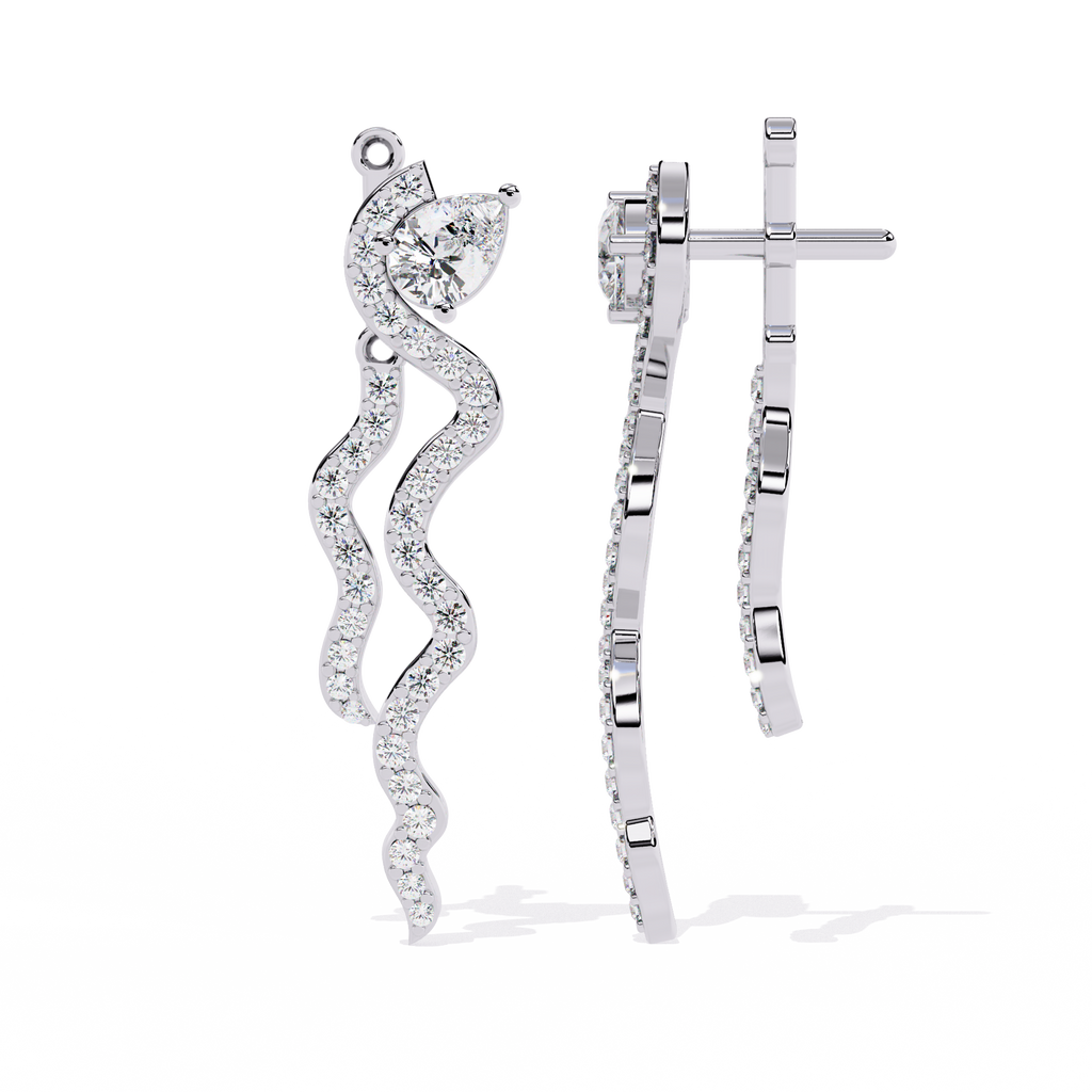 Cascading CZ Wave Drop Earrings - Sterling Silver Jewelry By Azuni & Company