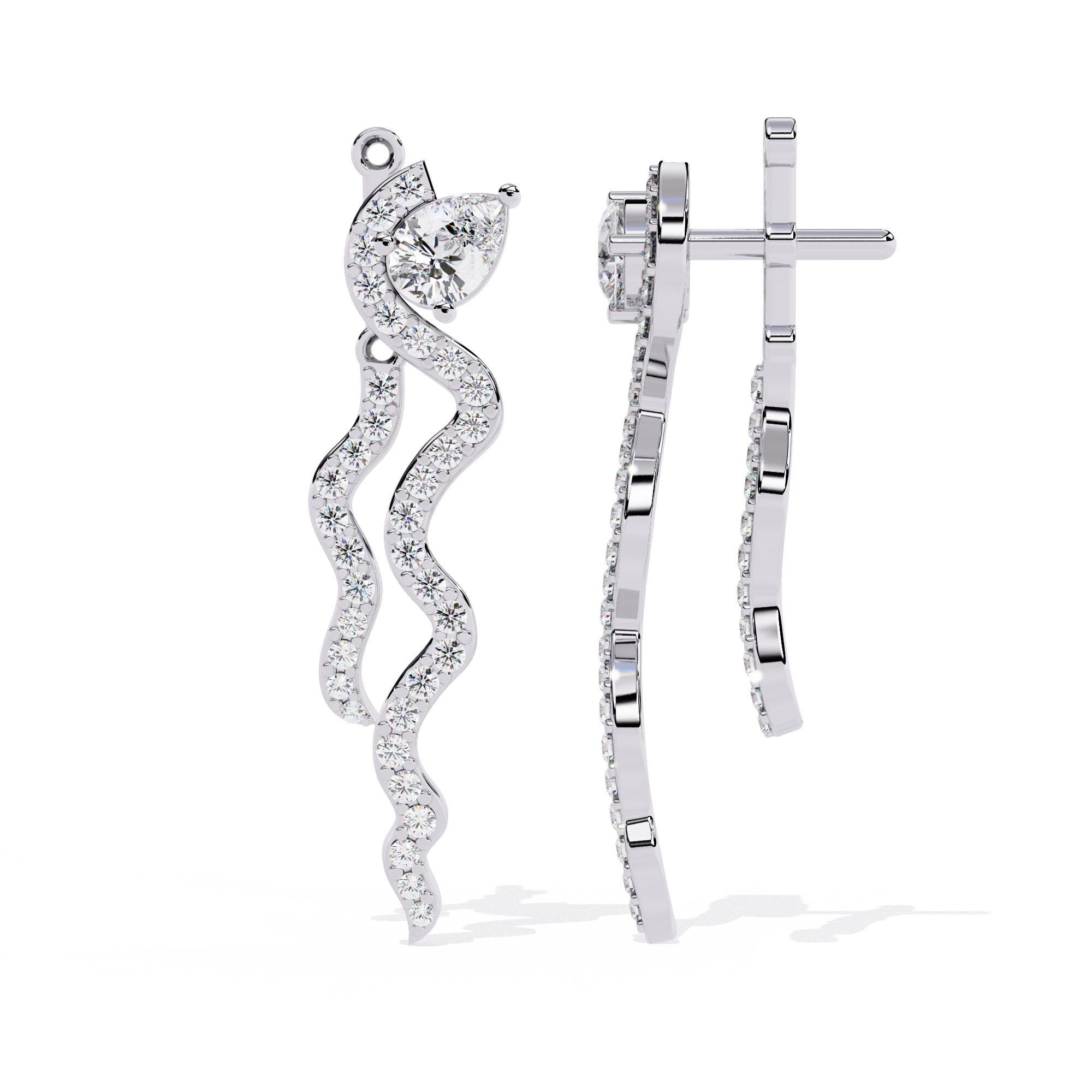 Cascading CZ Wave Drop Earrings - Sterling Silver Jewelry By Azuni & Company