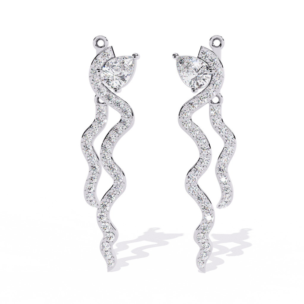 Cascading CZ Wave Drop Earrings - Sterling Silver Jewelry By Azuni & Company