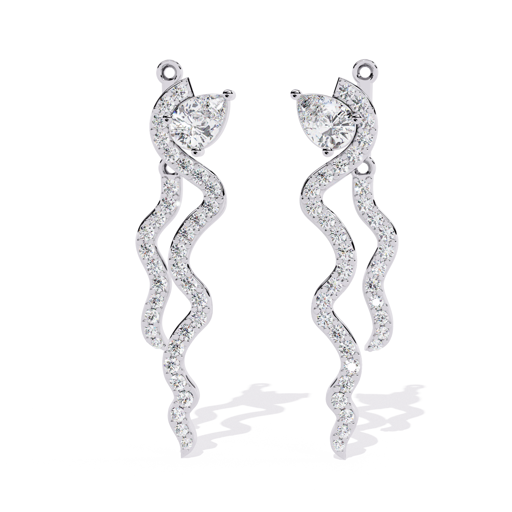 Cascading CZ Wave Drop Earrings - Sterling Silver Jewelry By Azuni & Company