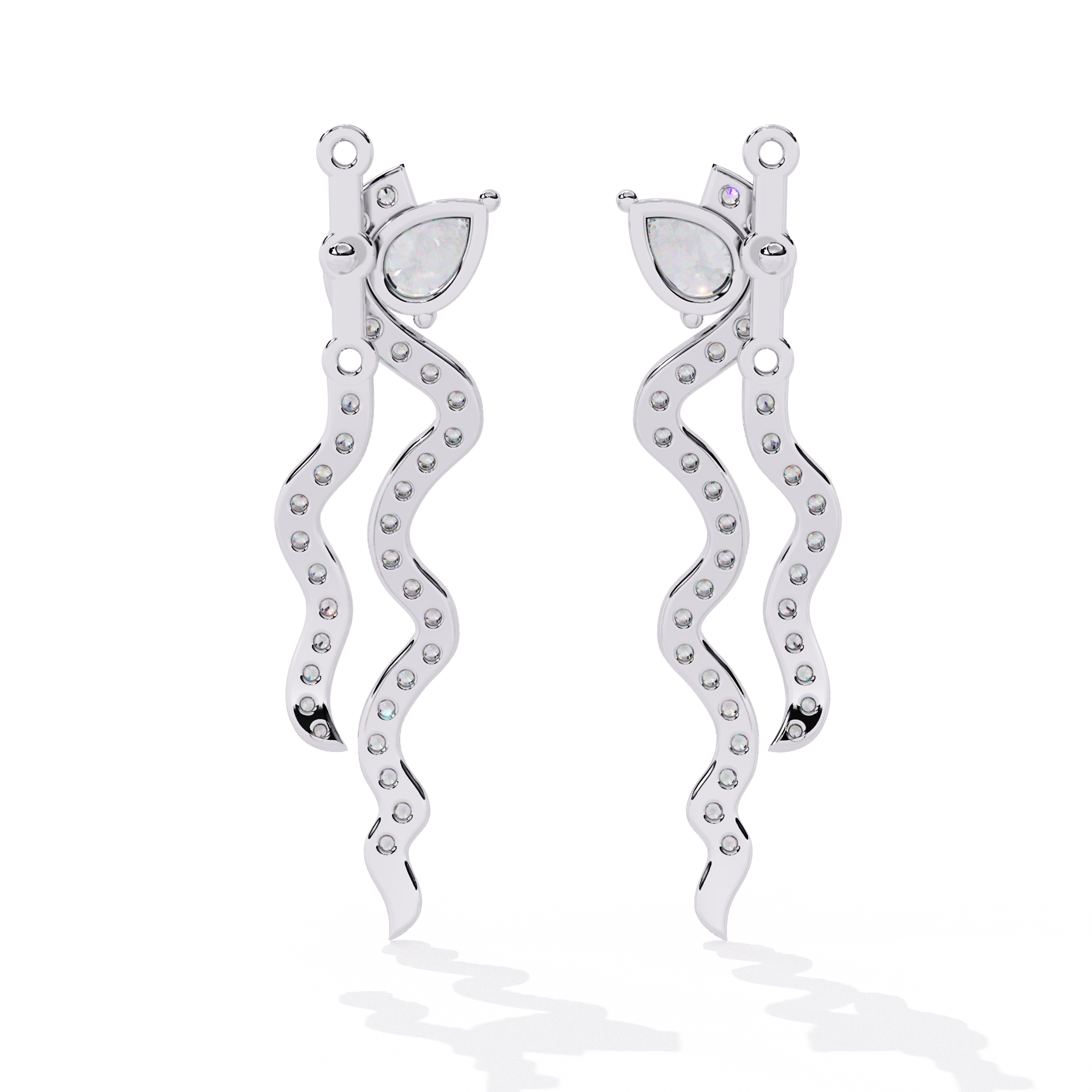 Cascading CZ Wave Drop Earrings - Sterling Silver Jewelry By Azuni & Company