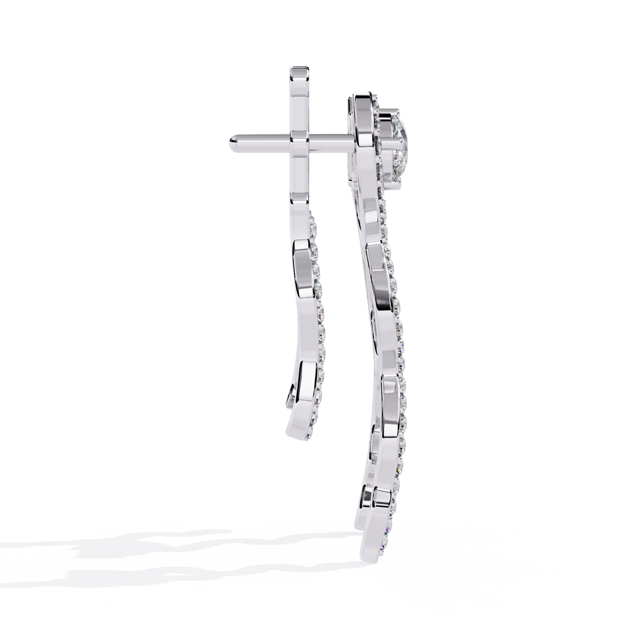 Cascading CZ Wave Drop Earrings - Sterling Silver Jewelry By Azuni & Company