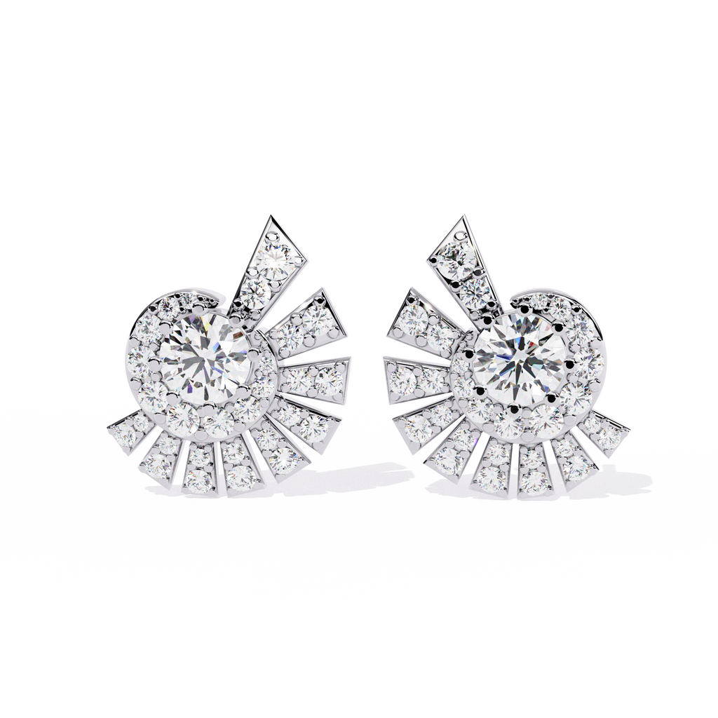 Dazzling Art Deco CZ Sterling Silver Stud Earrings Jewelry By Azuni & Company