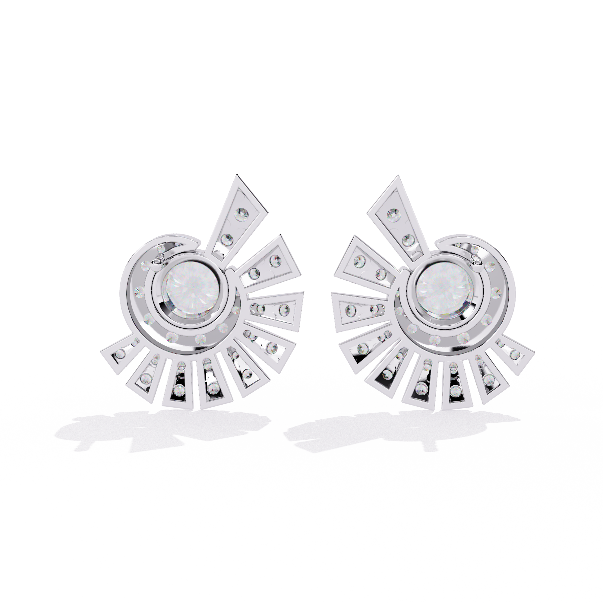 Dazzling Art Deco CZ Sterling Silver Stud Earrings Jewelry By Azuni & Company