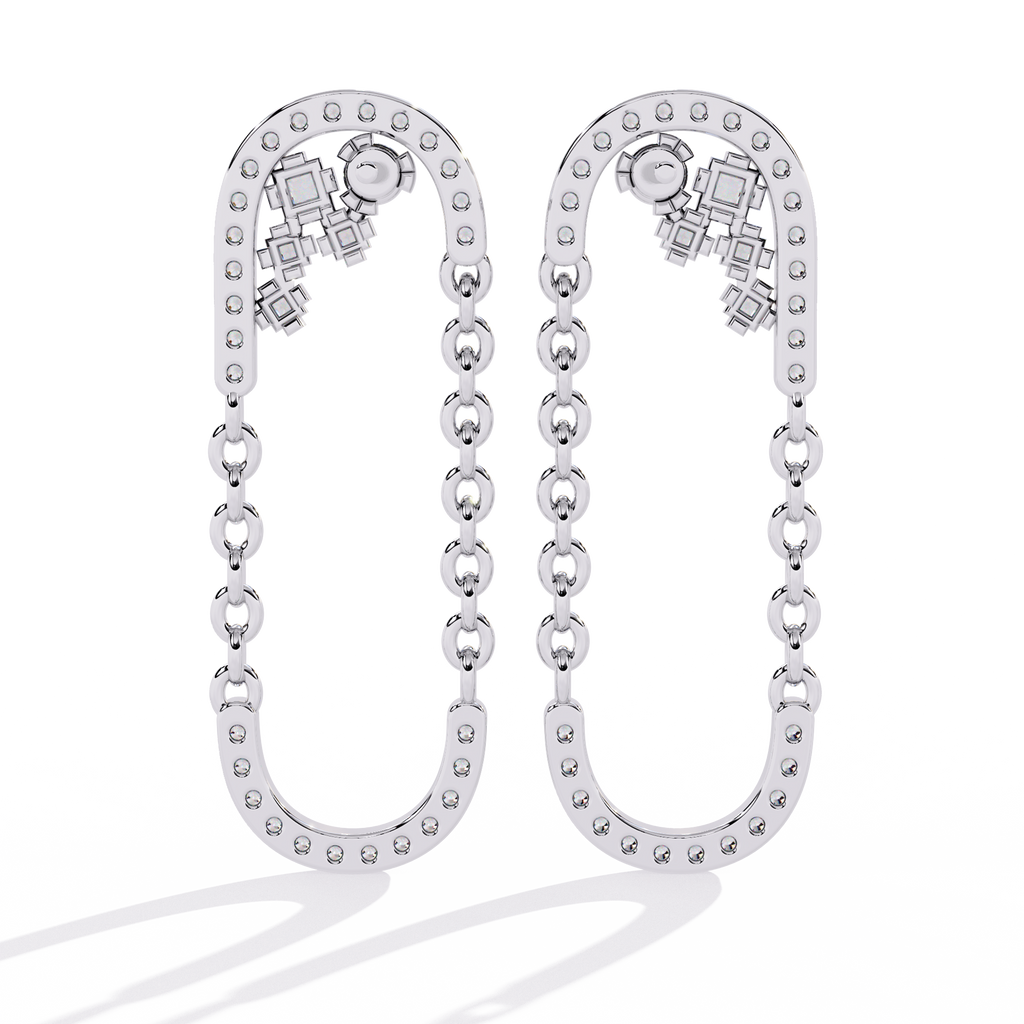 Dazzling CZ and Sterling Silver Chain Drop Earrings Jewelry By Azuni & Company