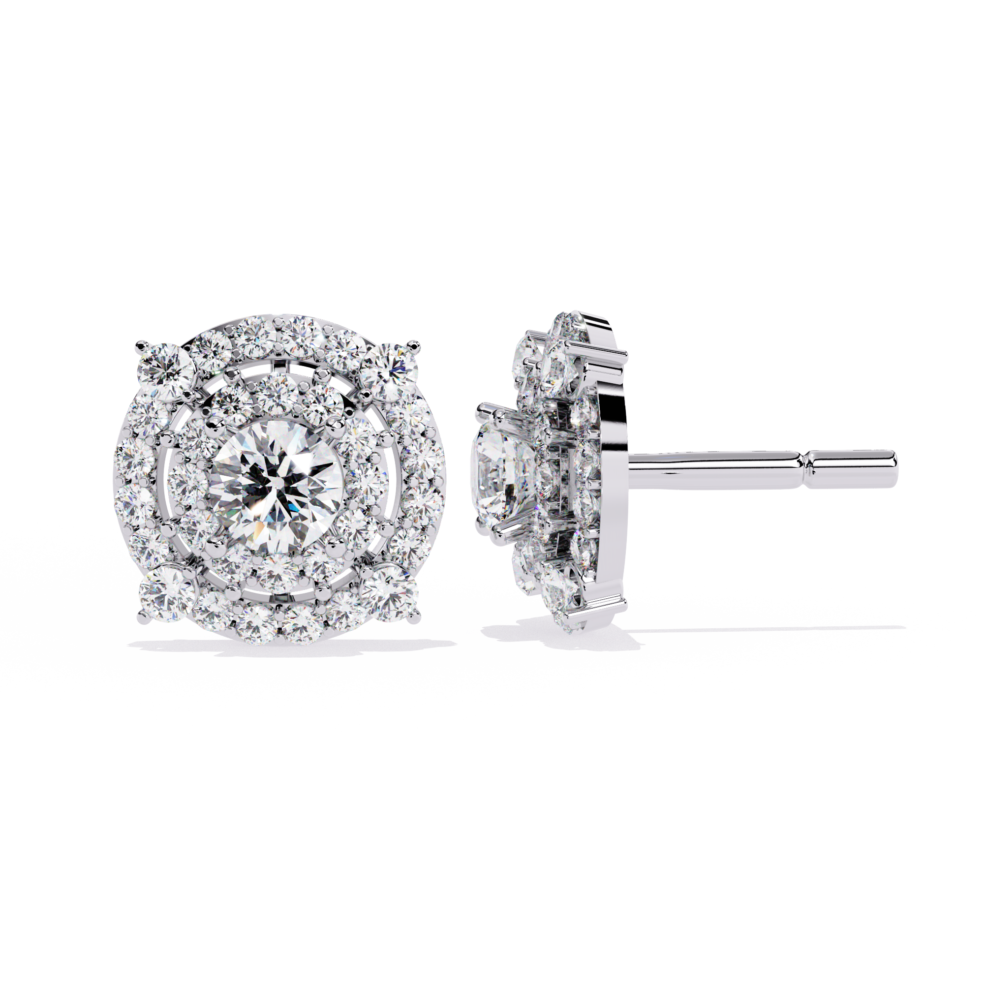Exquisite CZ Diamond Cluster Stud Earrings in 925 Sterling Silver Jewelry By Azuni & Company